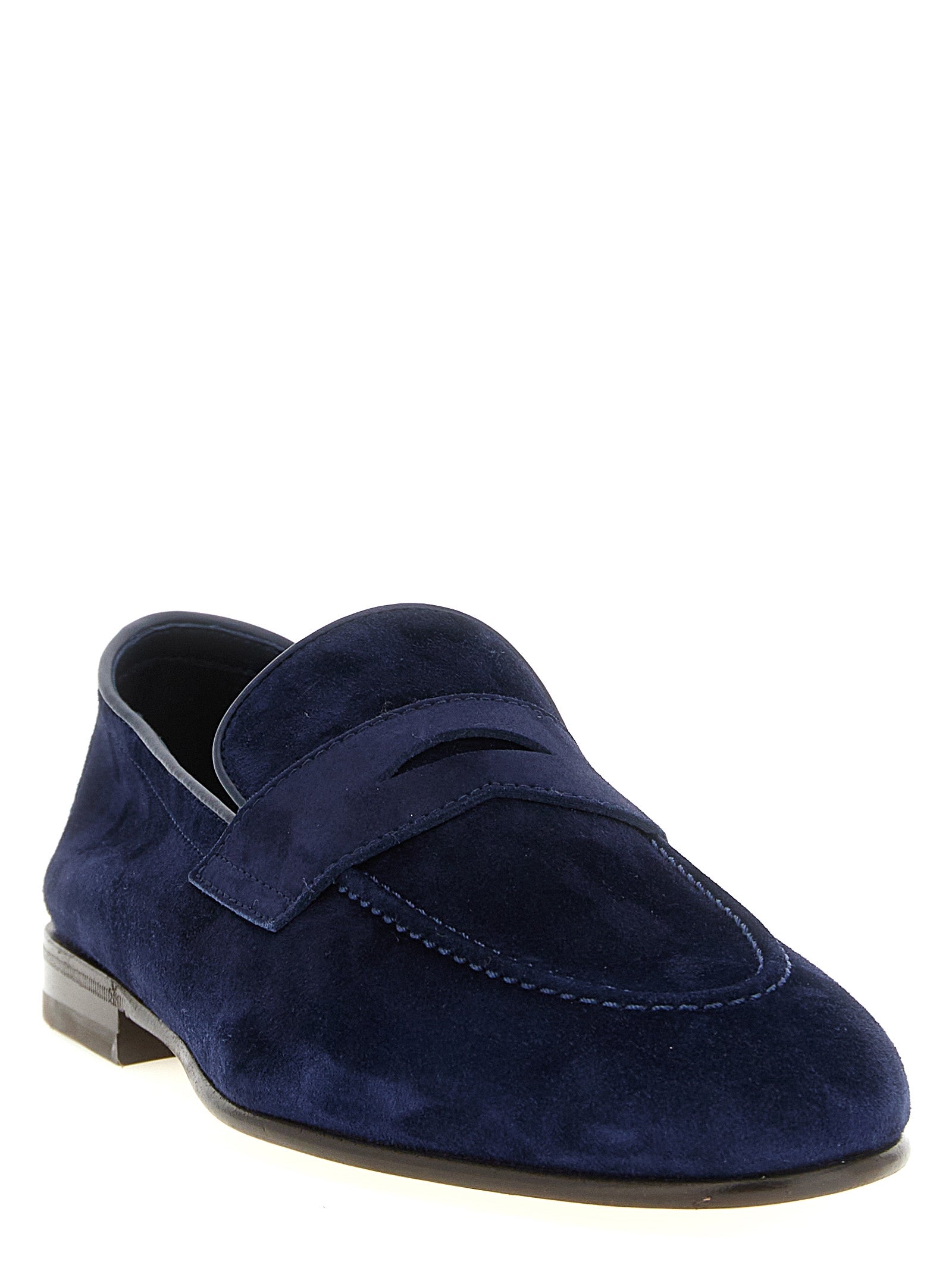 Brunello Cucinelli Mokassins aus blauem Kalbsleder