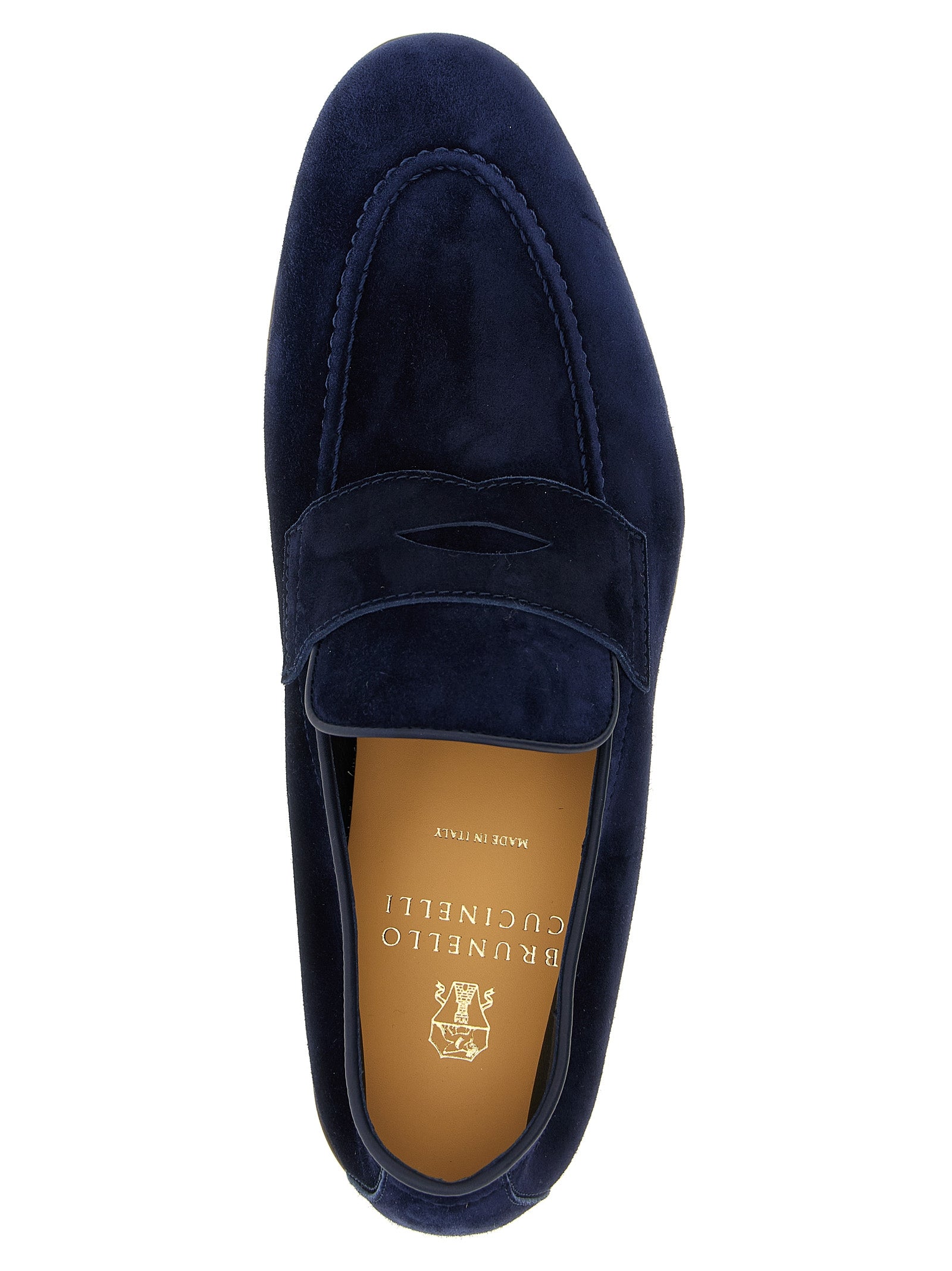 Brunello Cucinelli Mokassins aus blauem Kalbsleder