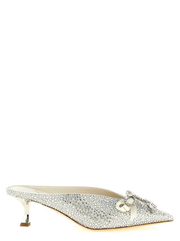 Jimmy Choo Silberne Tencel Pumps mit mittlerem Absatz