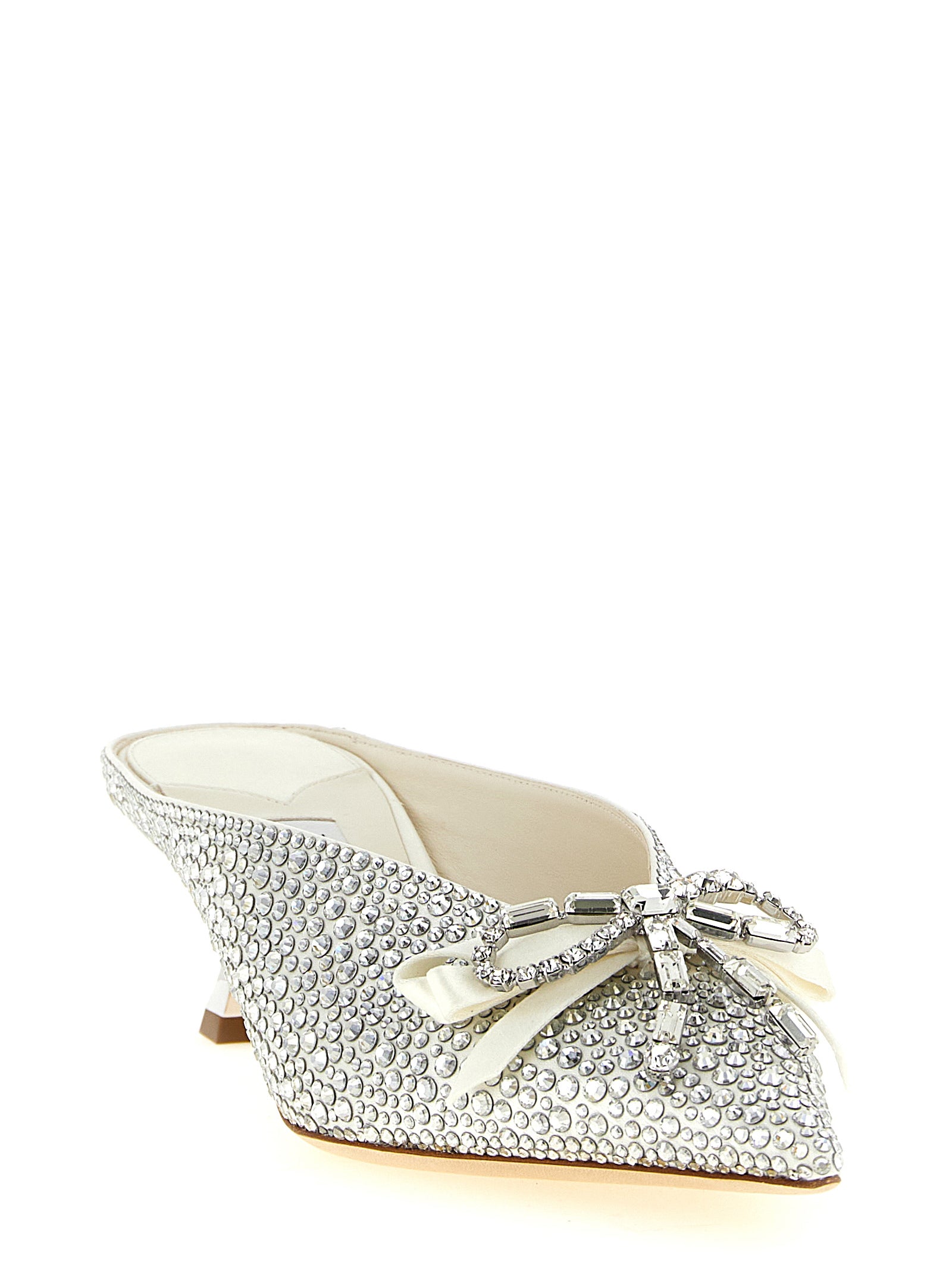 Jimmy Choo Silberne Tencel Pumps mit mittlerem Absatz