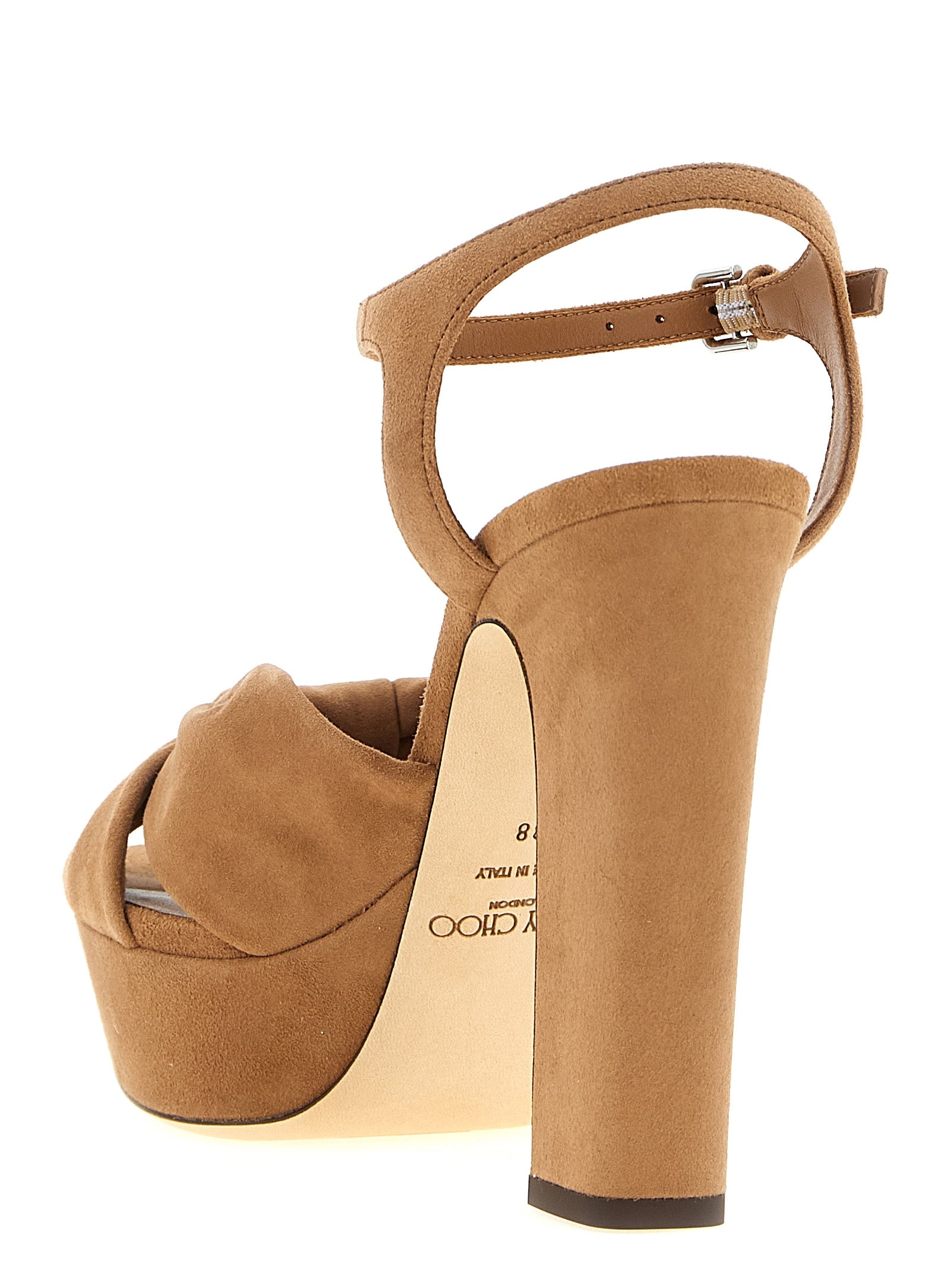 Jimmy Choo Braune Ledersandalen mit Stilettoabsatz