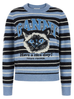 Ganni Blauer Wollcardigan