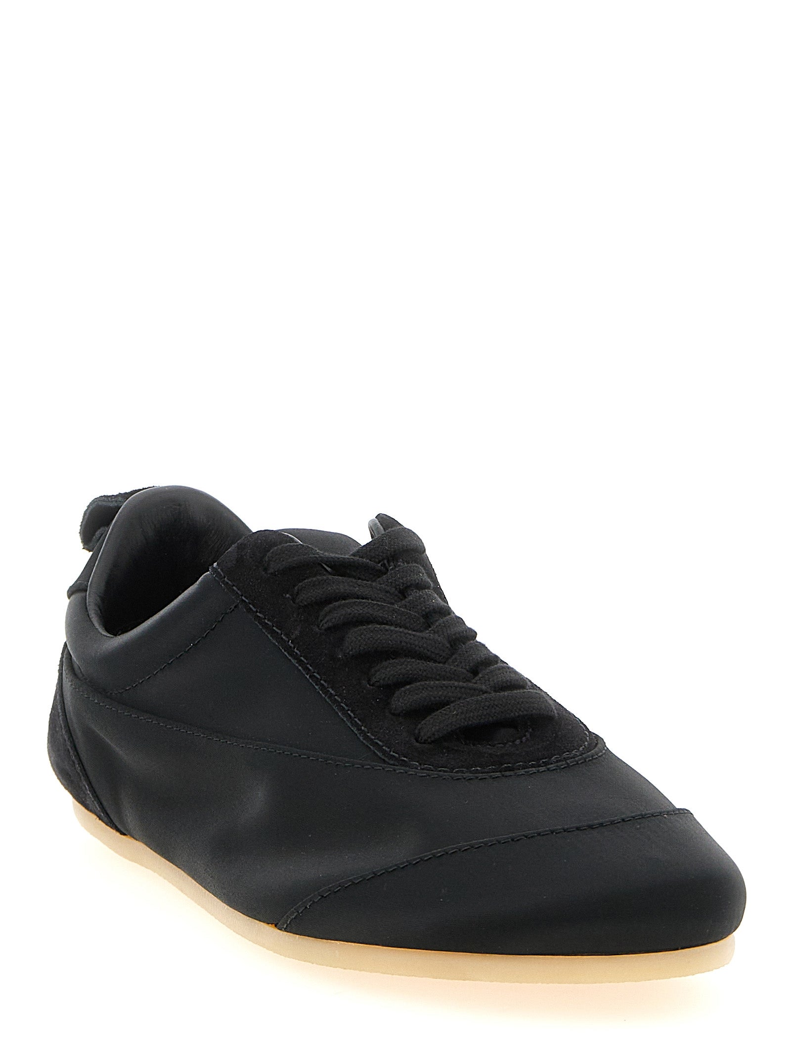 Jil Sander Schwarze Low-Top-Sneaker aus Baumwolle
