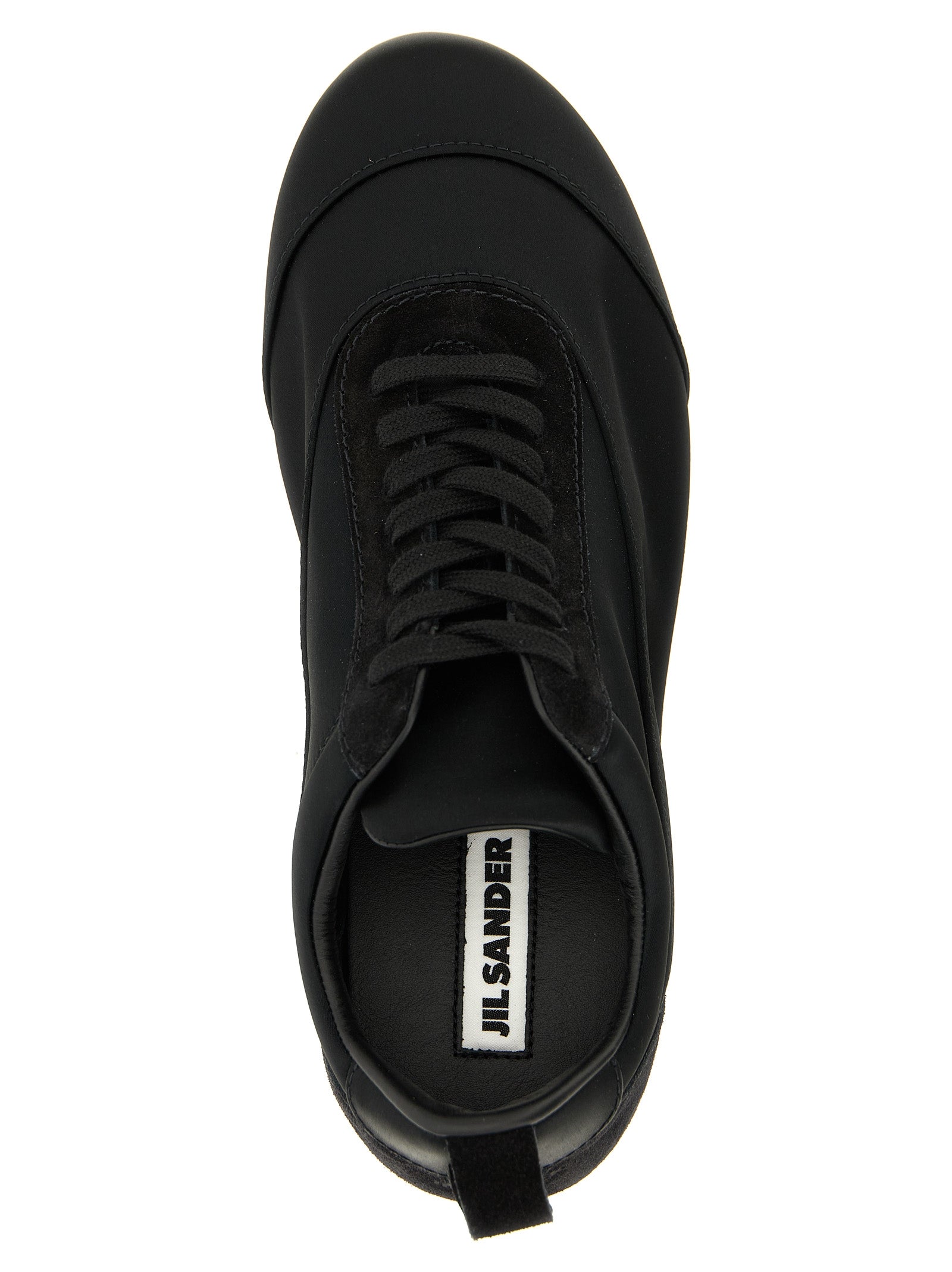 Jil Sander Schwarze Low-Top-Sneaker aus Baumwolle