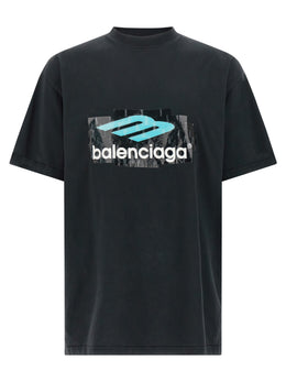 Balenciaga Schwarzes Baumwoll-T-Shirt