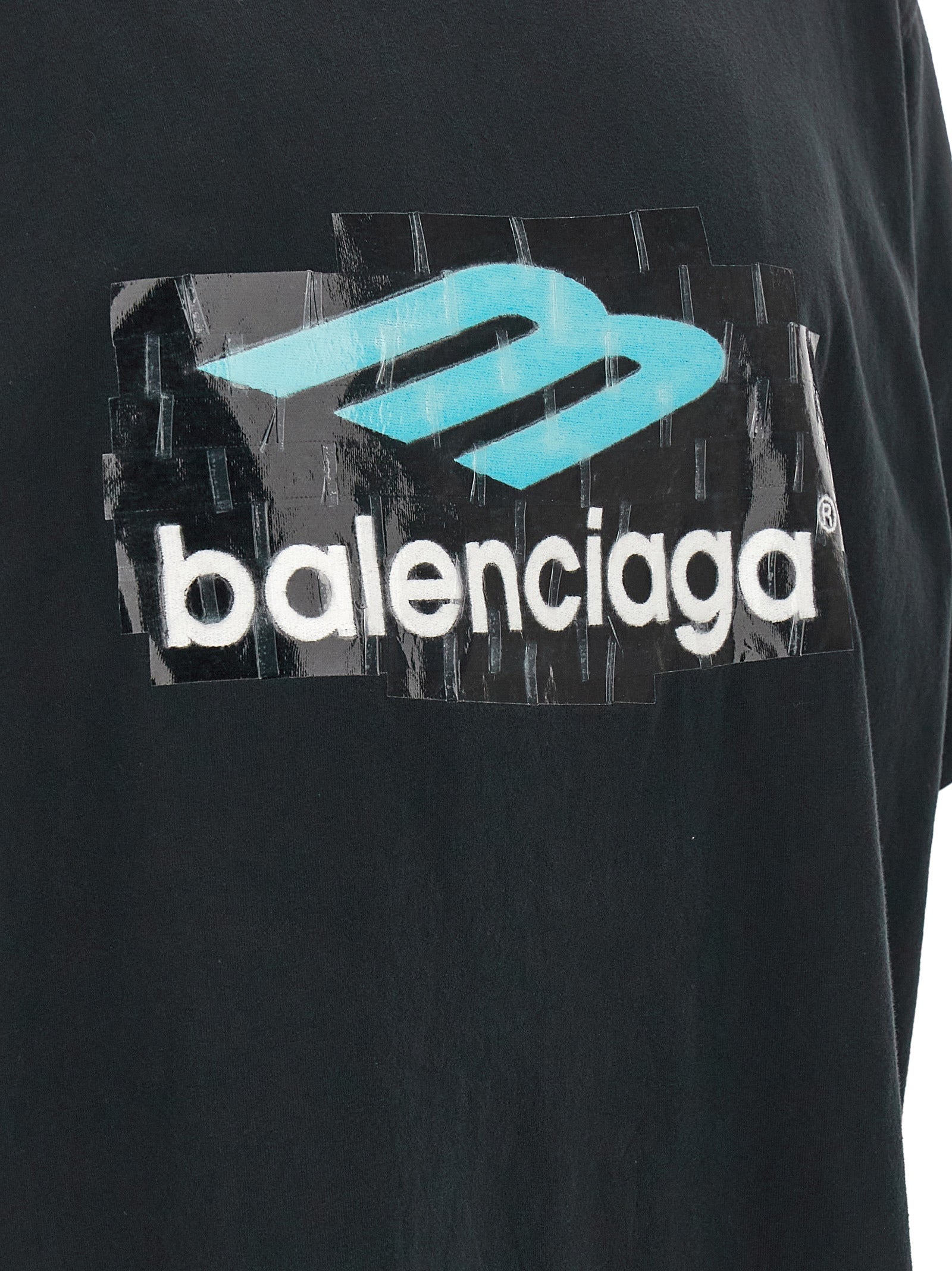 Balenciaga Schwarzes Baumwoll-T-Shirt
