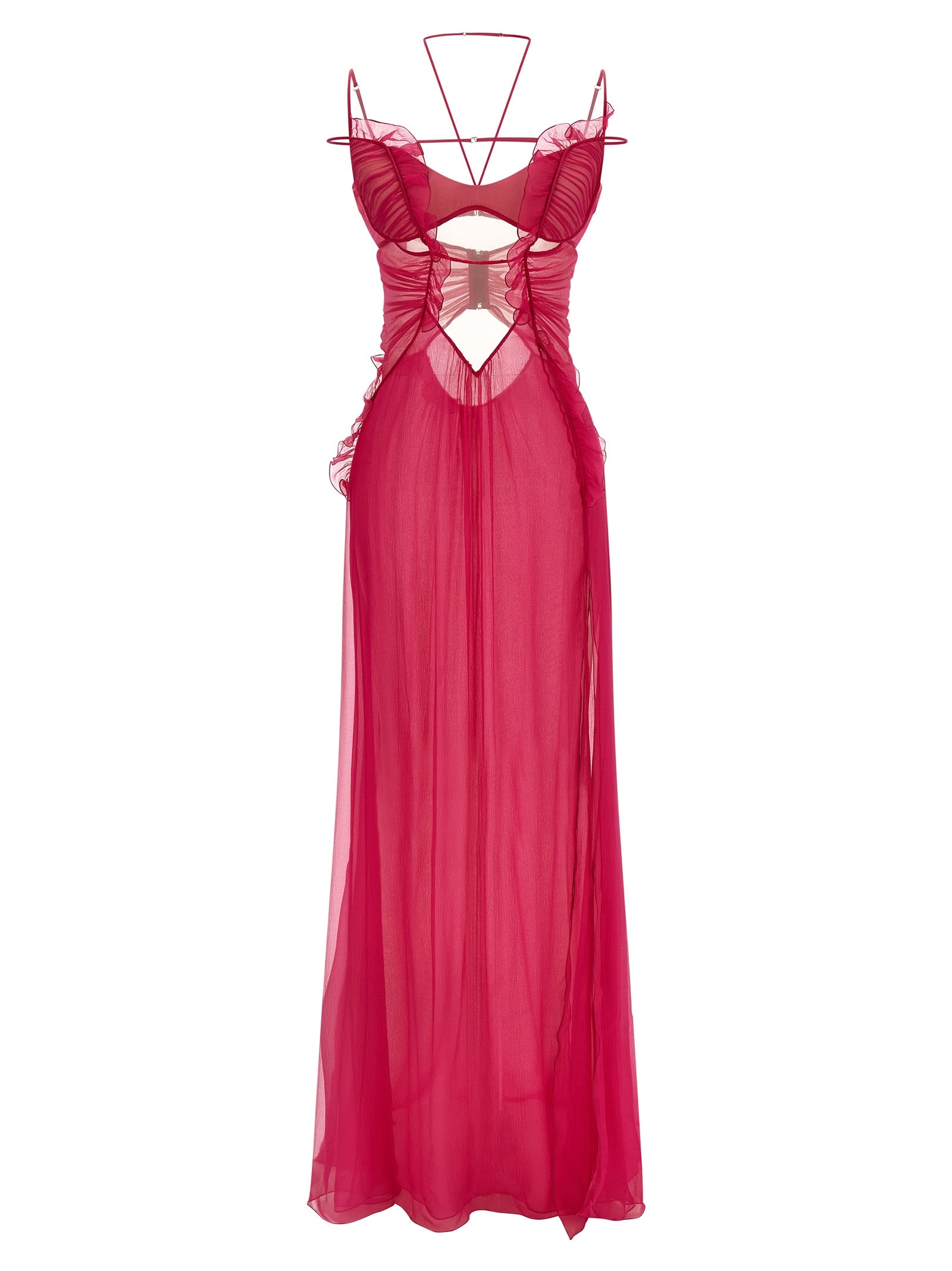 Nensi Dojaka Fuchsia Seiden-Maxikleid
