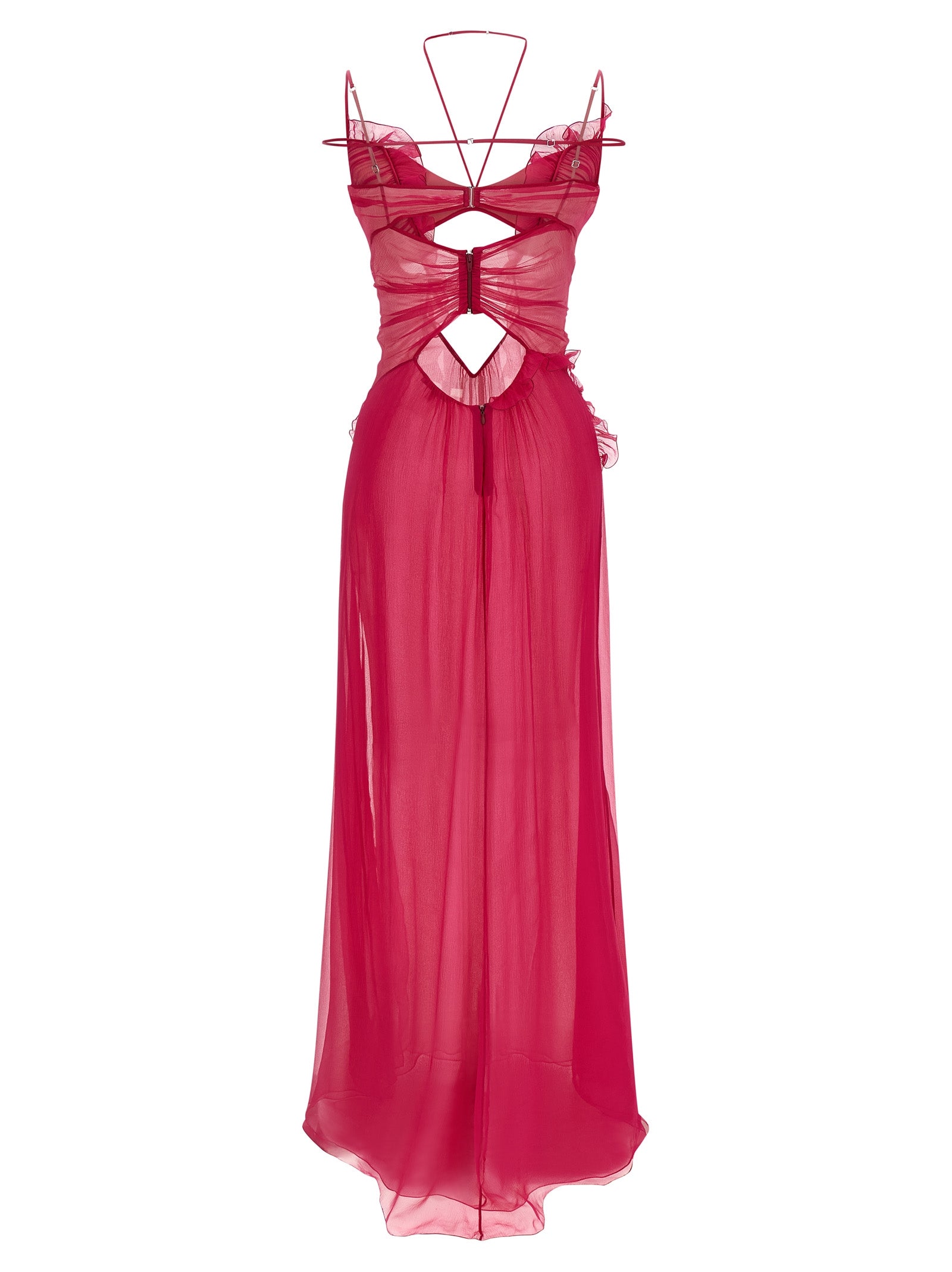 Nensi Dojaka Fuchsia Seiden-Maxikleid