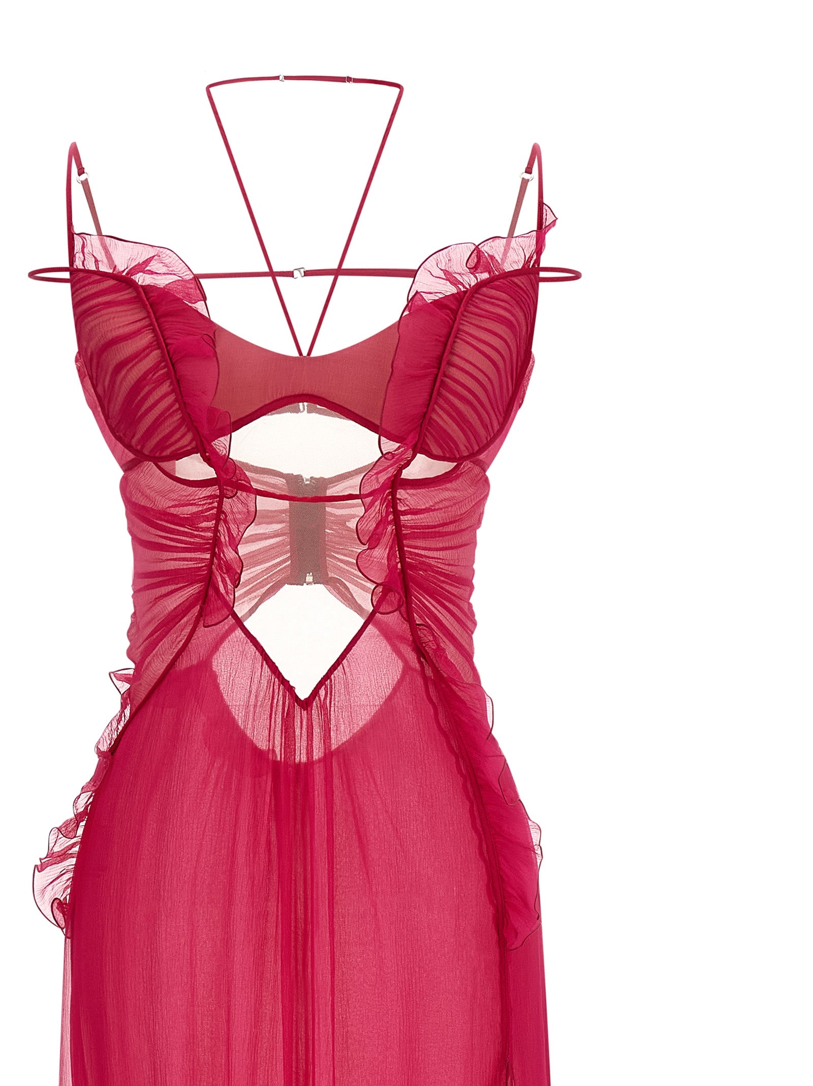 Nensi Dojaka Fuchsia Seiden-Maxikleid