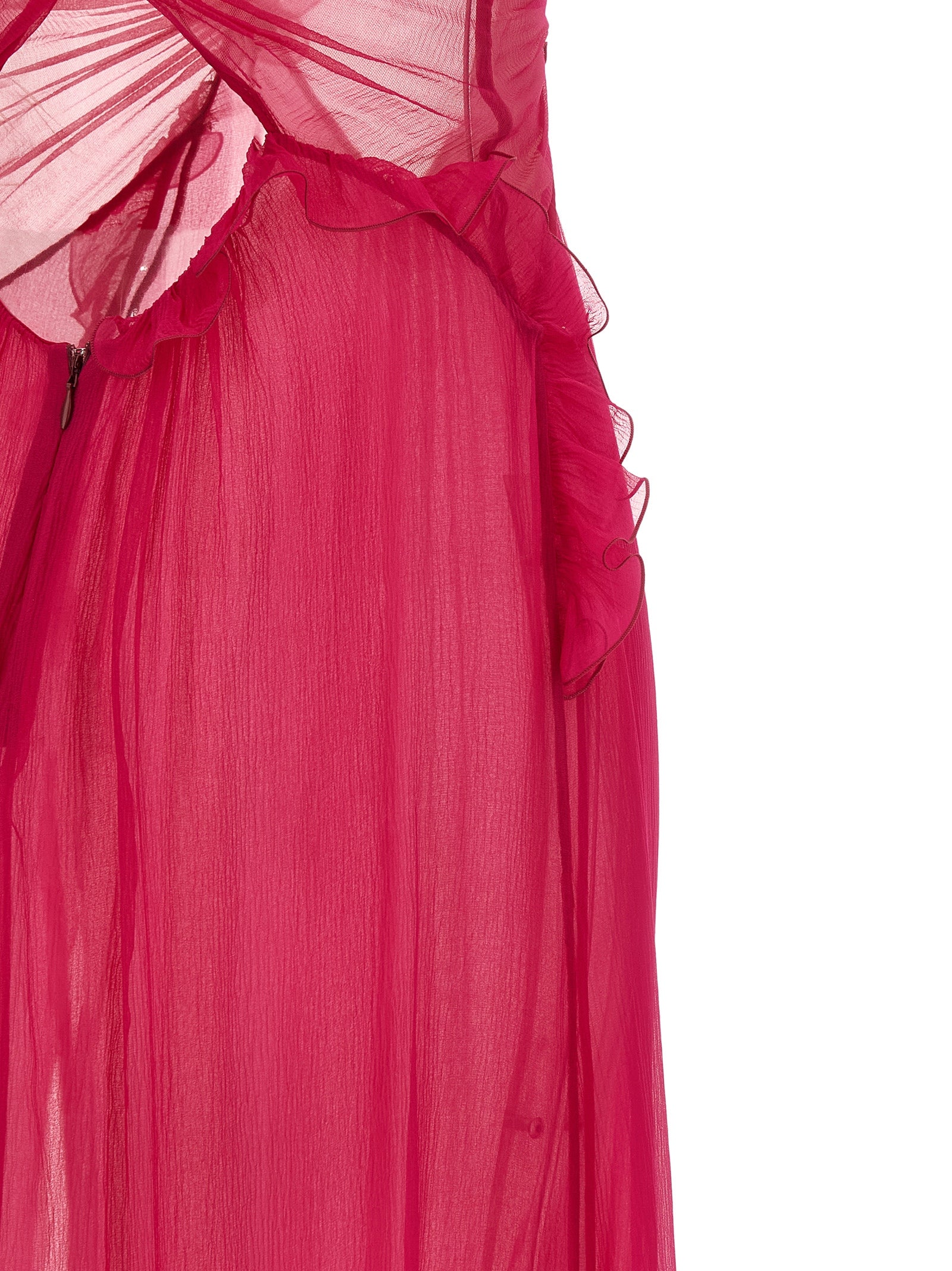 Nensi Dojaka Fuchsia Seiden-Maxikleid