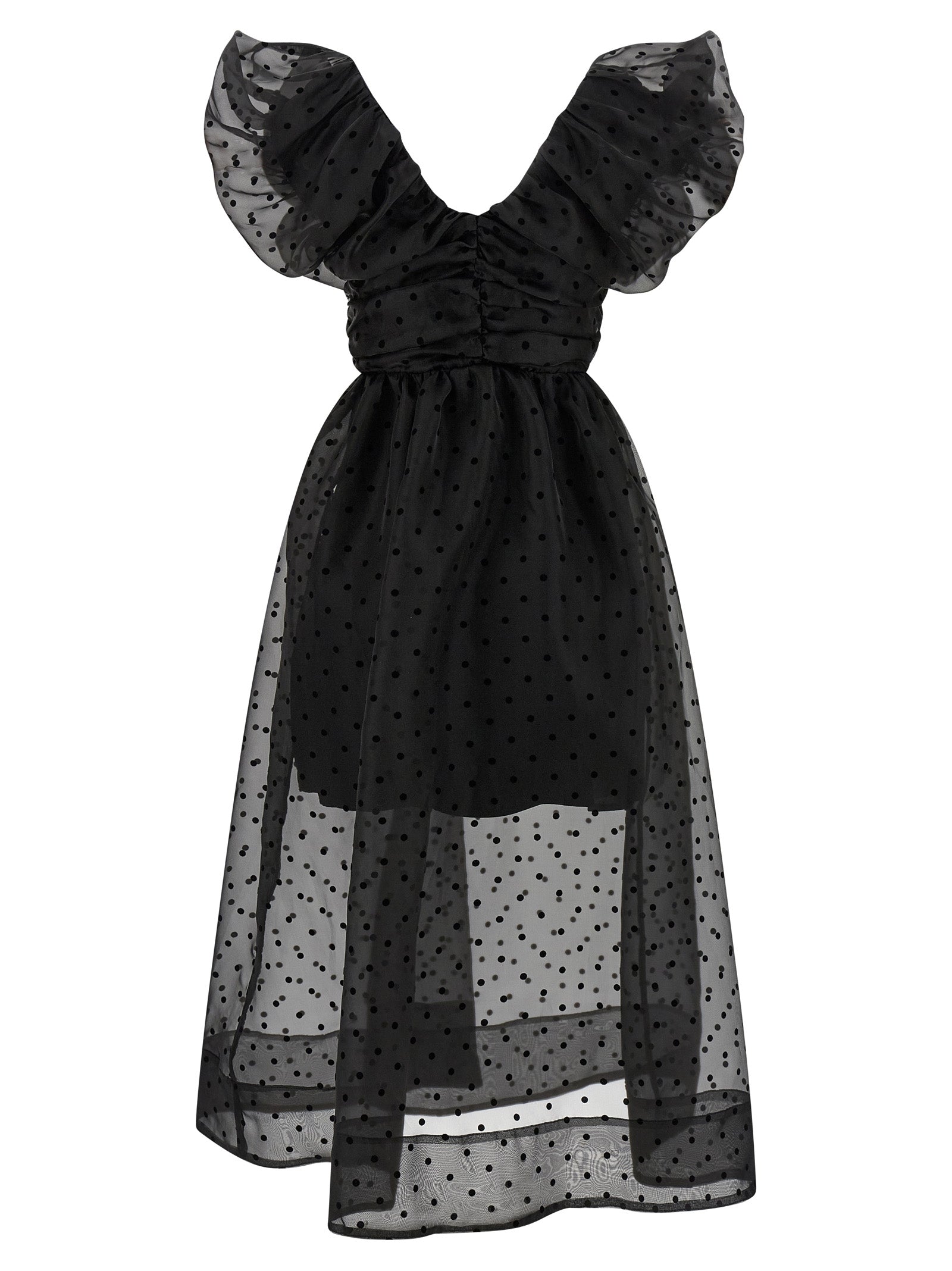 Ganni Schwarzes Midikleid aus recyceltem Polyester