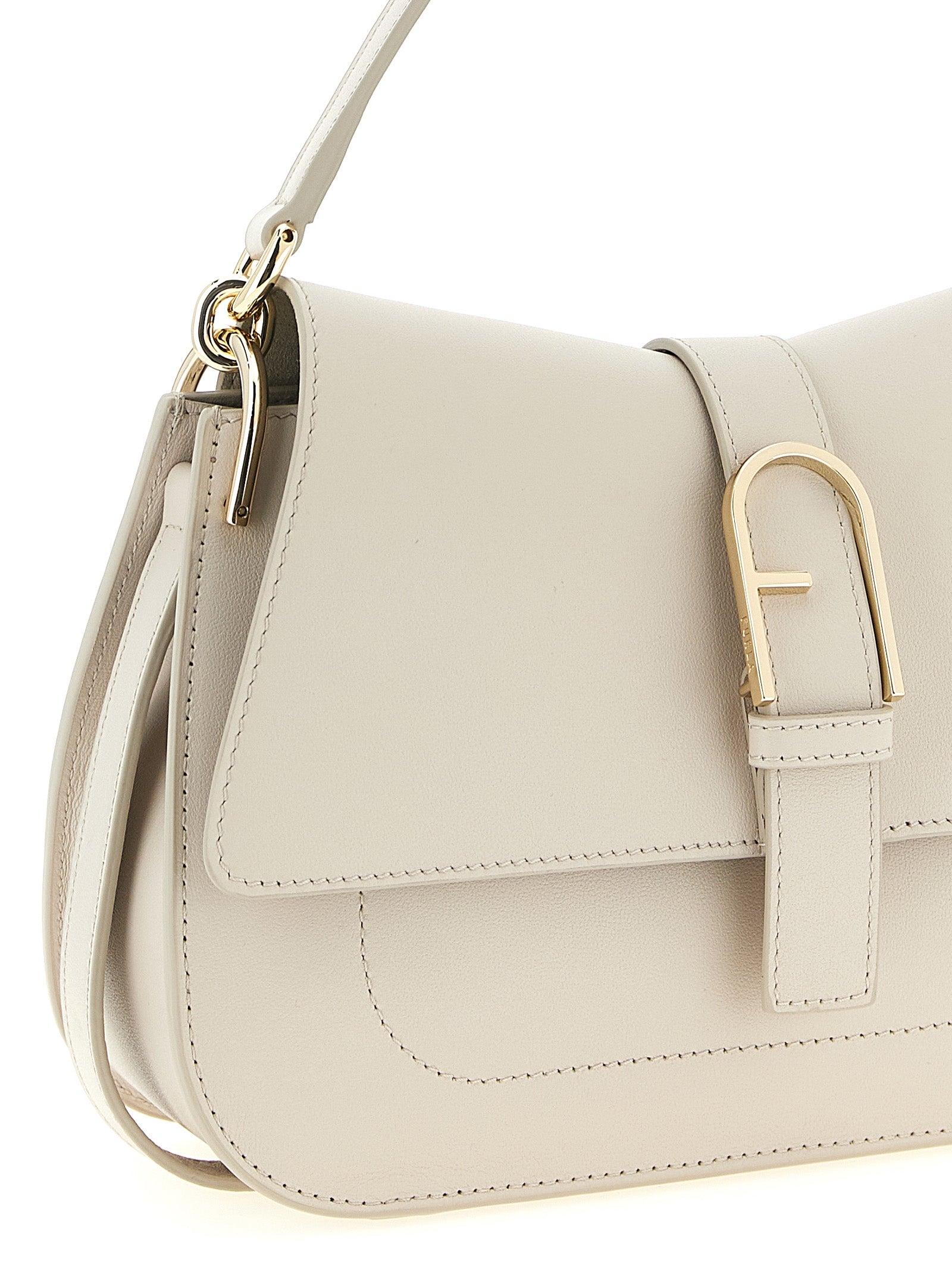 Furla Beigefarbene Kalbshaut Schultertasche