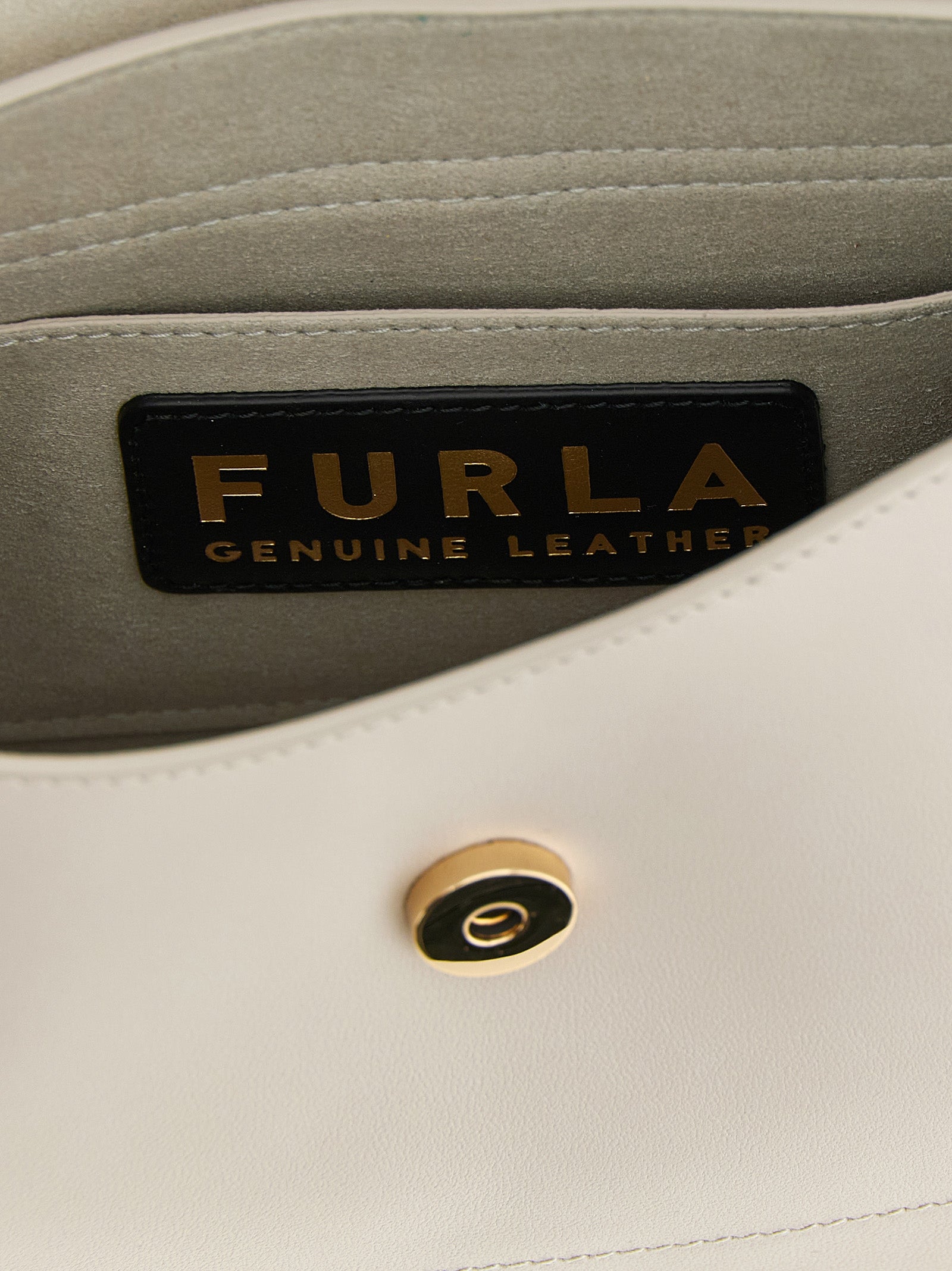 Furla Beigefarbene Kalbshaut Schultertasche