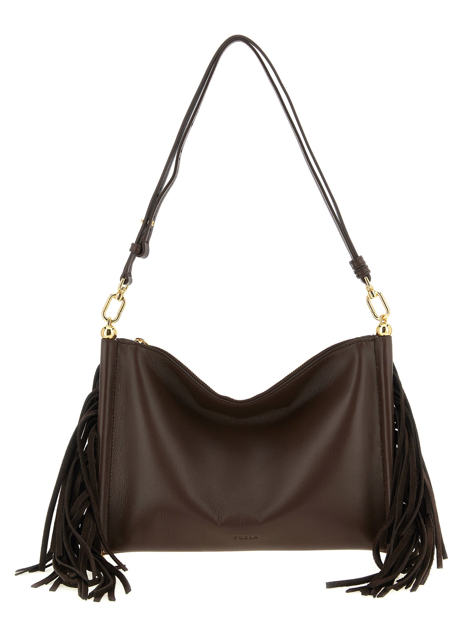 Furla Schultertasche aus braunem Lammleder