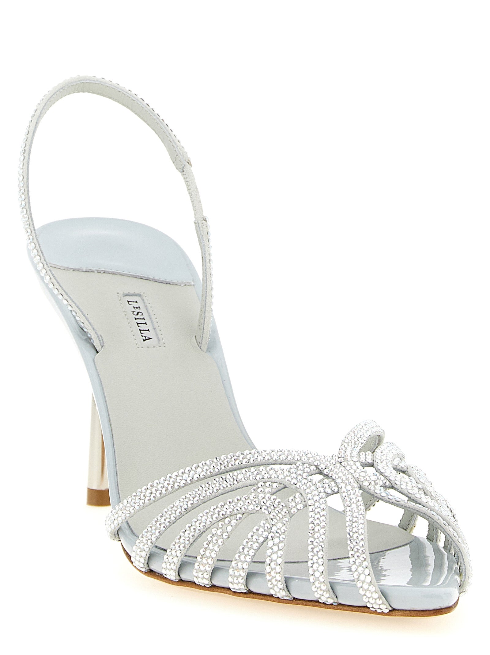 LE SILLA Graue Stiletto-Sandalen aus Ziegenleder