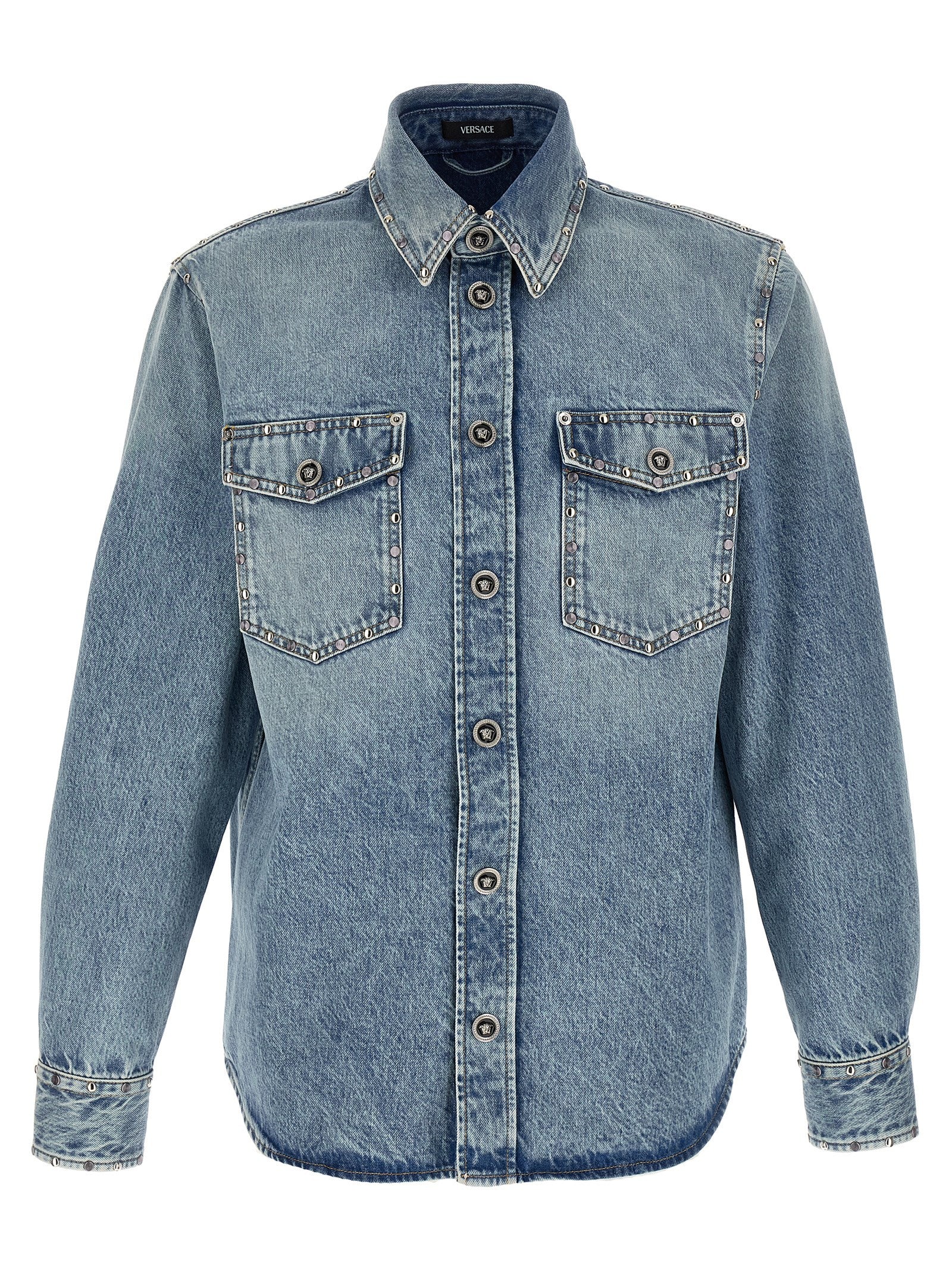 Versace Blaue Baumwollbluse