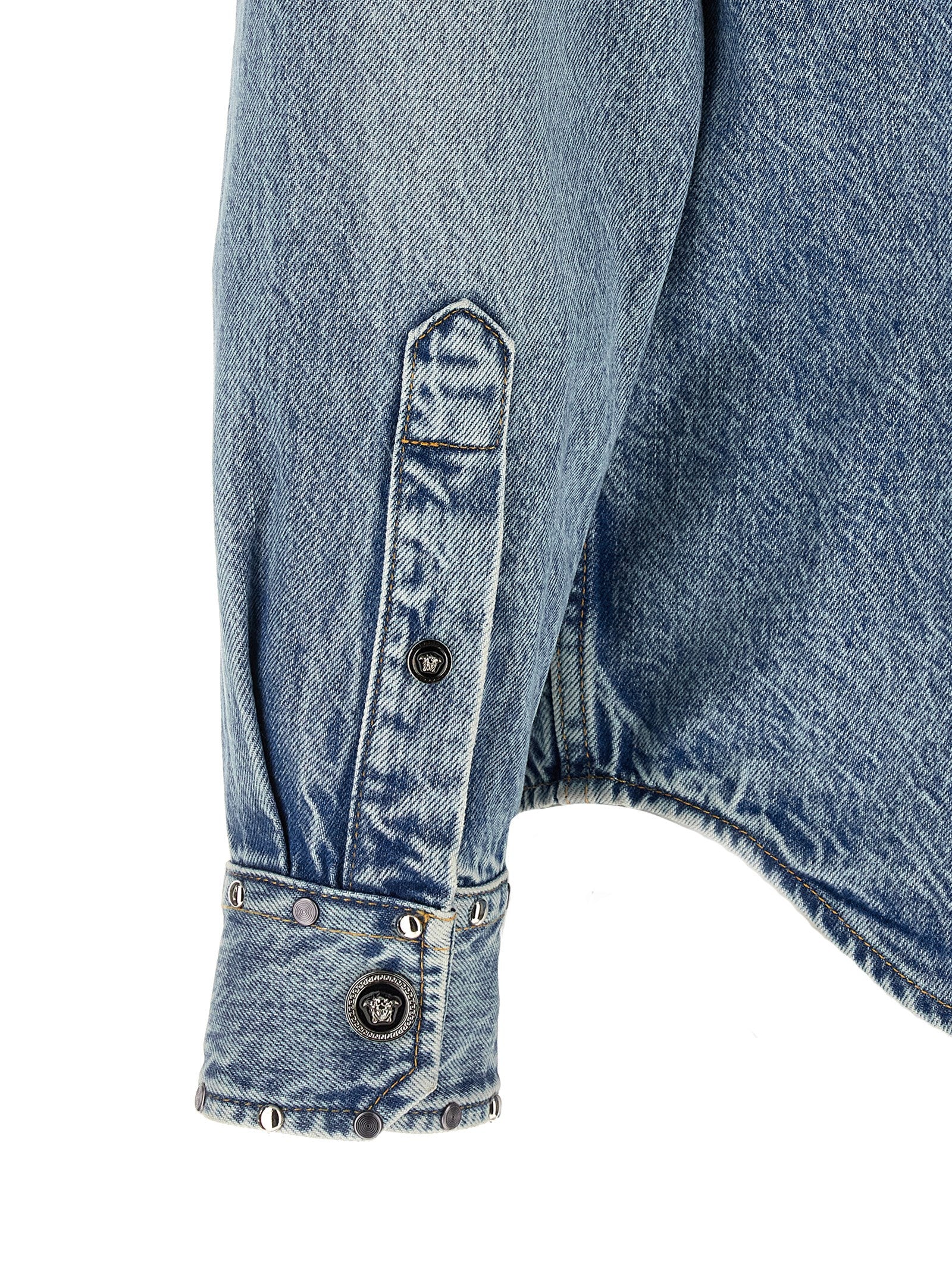 Versace Blaue Baumwollbluse