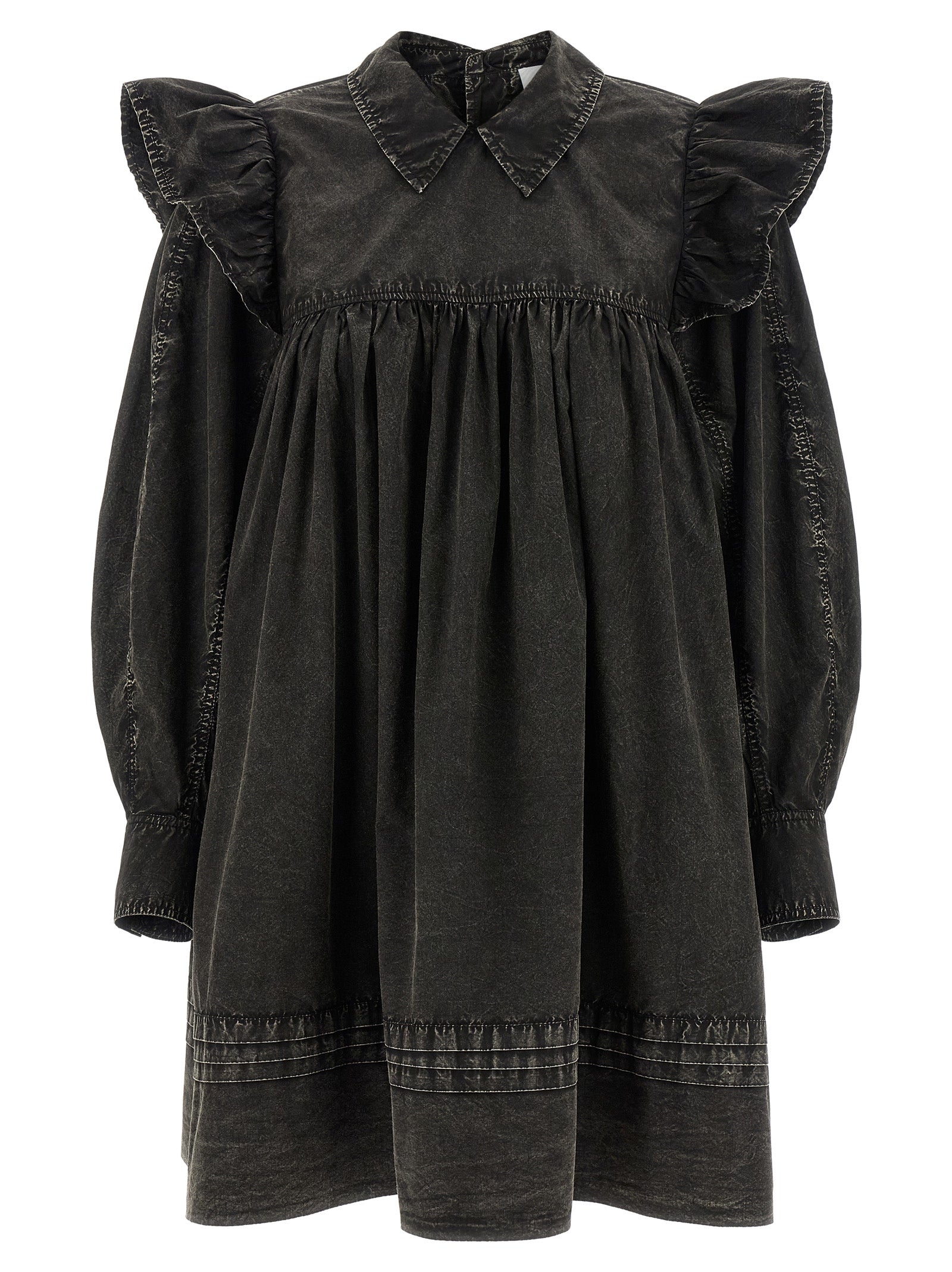 Ganni Schwarzes kurzes Kleid aus Bio-Baumwolle