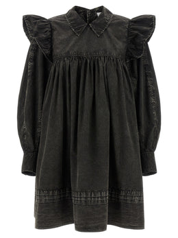 Ganni Schwarzes kurzes Kleid aus Bio-Baumwolle