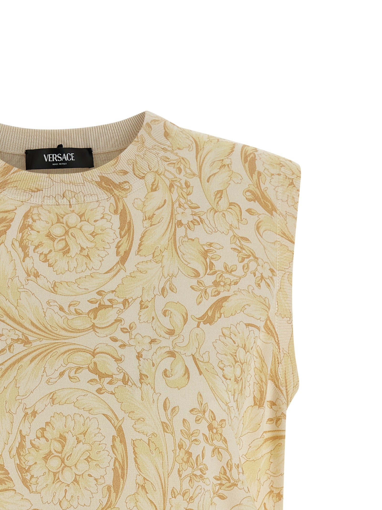 Versace Ärmellose Zweifarbige Seidenjacke