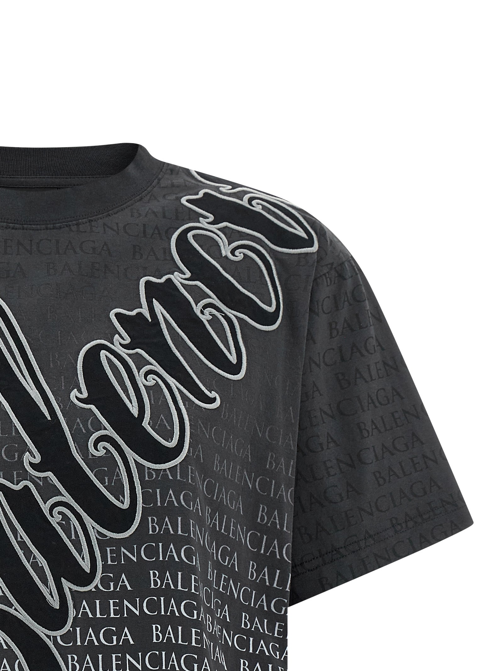 Balenciaga Schwarzes Baumwoll-T-Shirt