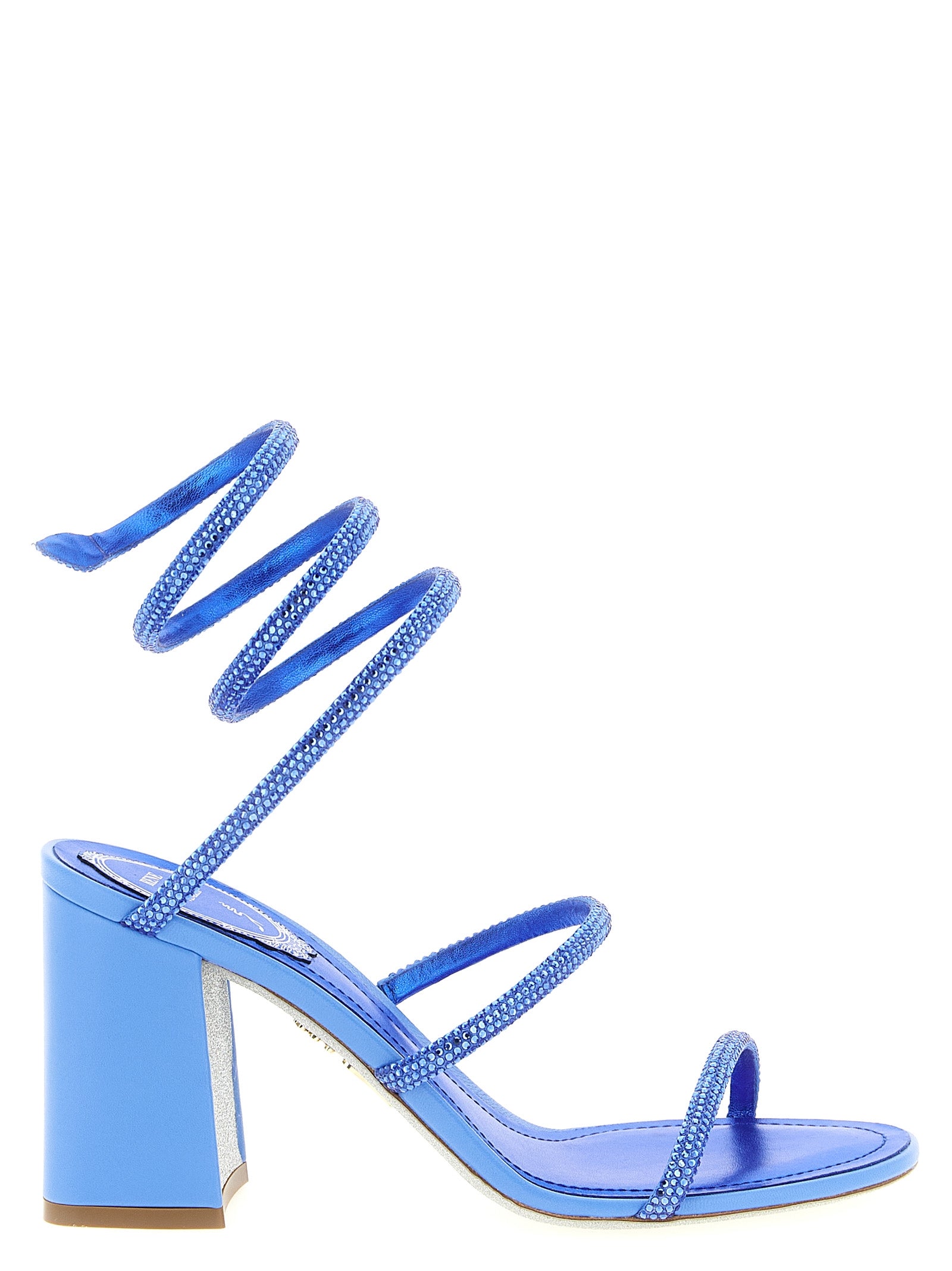 RENE CAOVILLA Blaue Stiletto-Sandalen aus Viskose