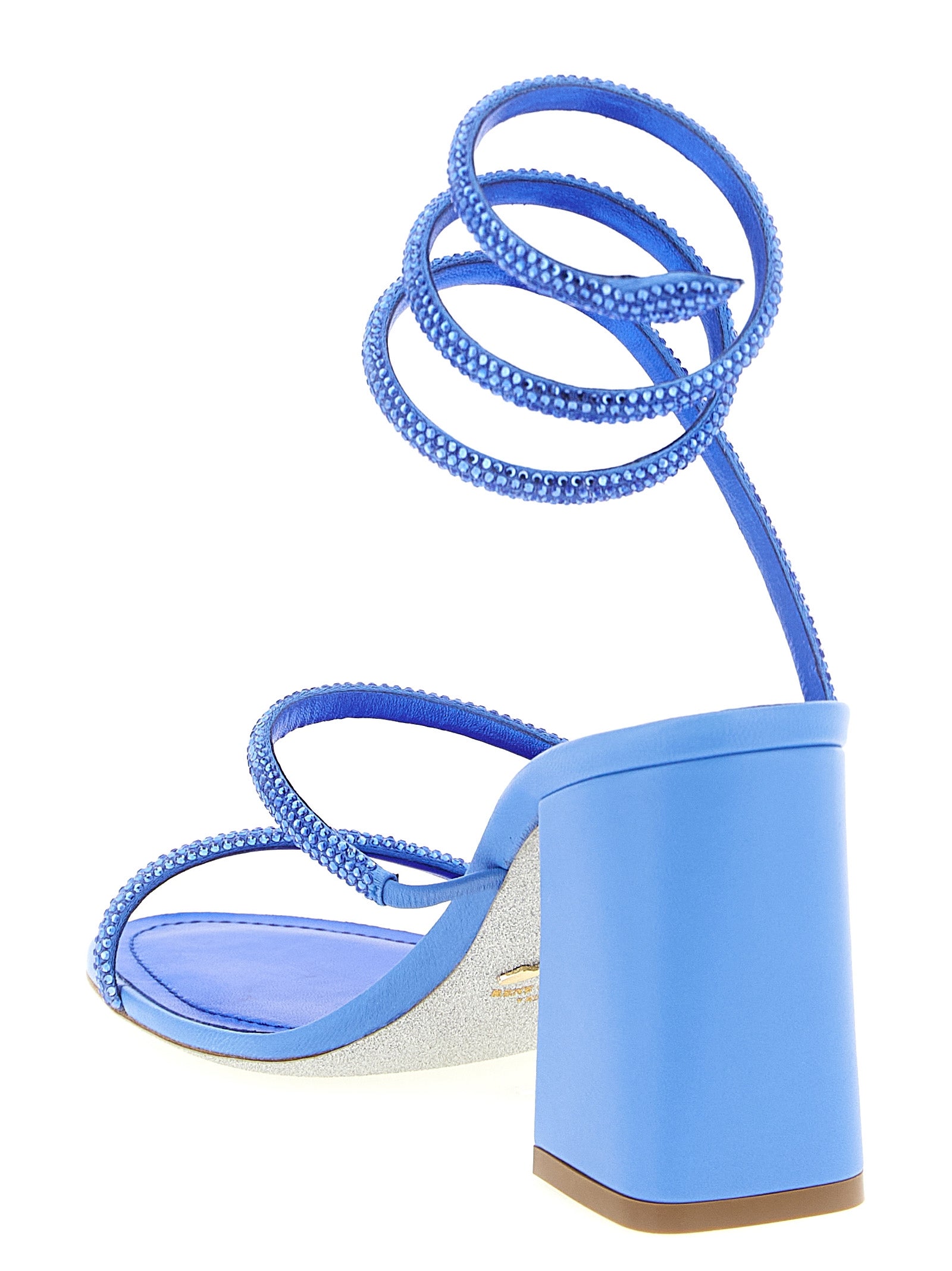 RENE CAOVILLA Blaue Stiletto-Sandalen aus Viskose