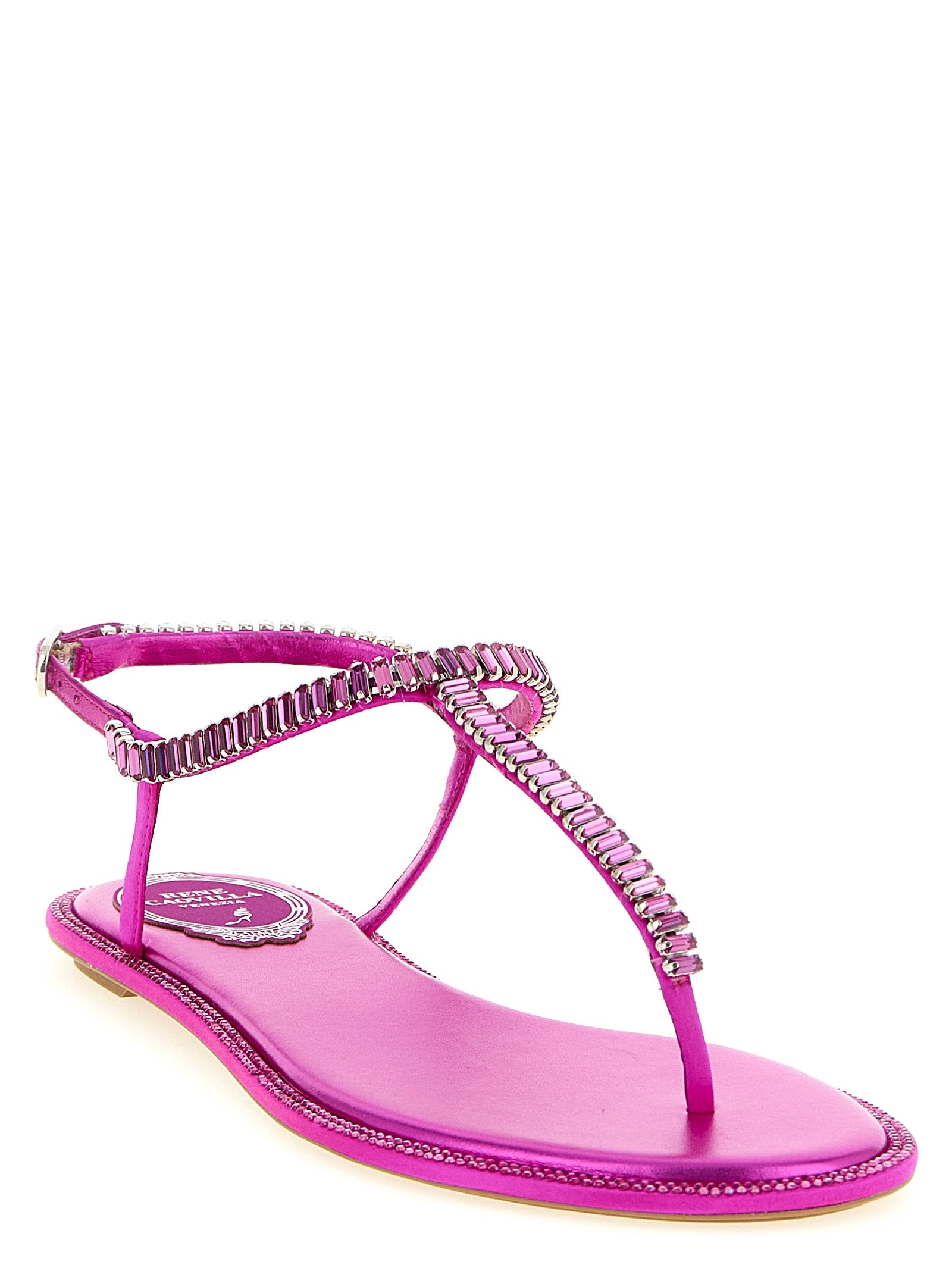 RENE CAOVILLA Fuchsia Viscose Flat Sandals