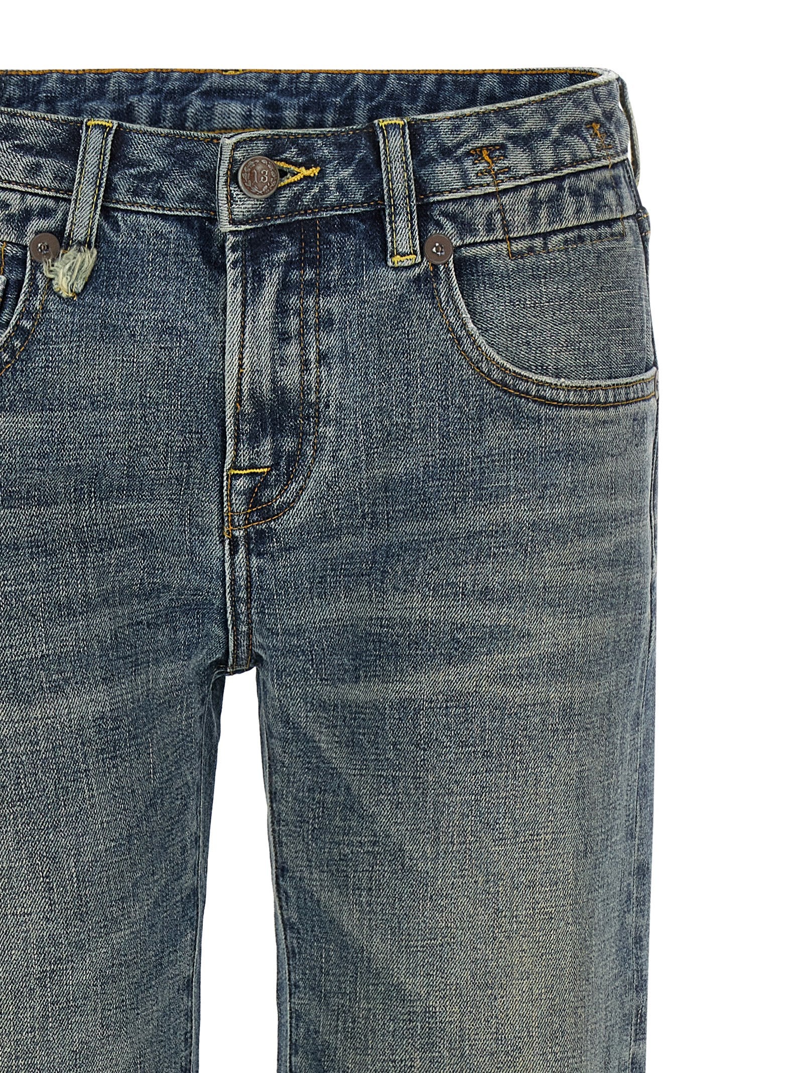 R13 Blaue Baumwoll-Jeans mit ausgestelltem Bein