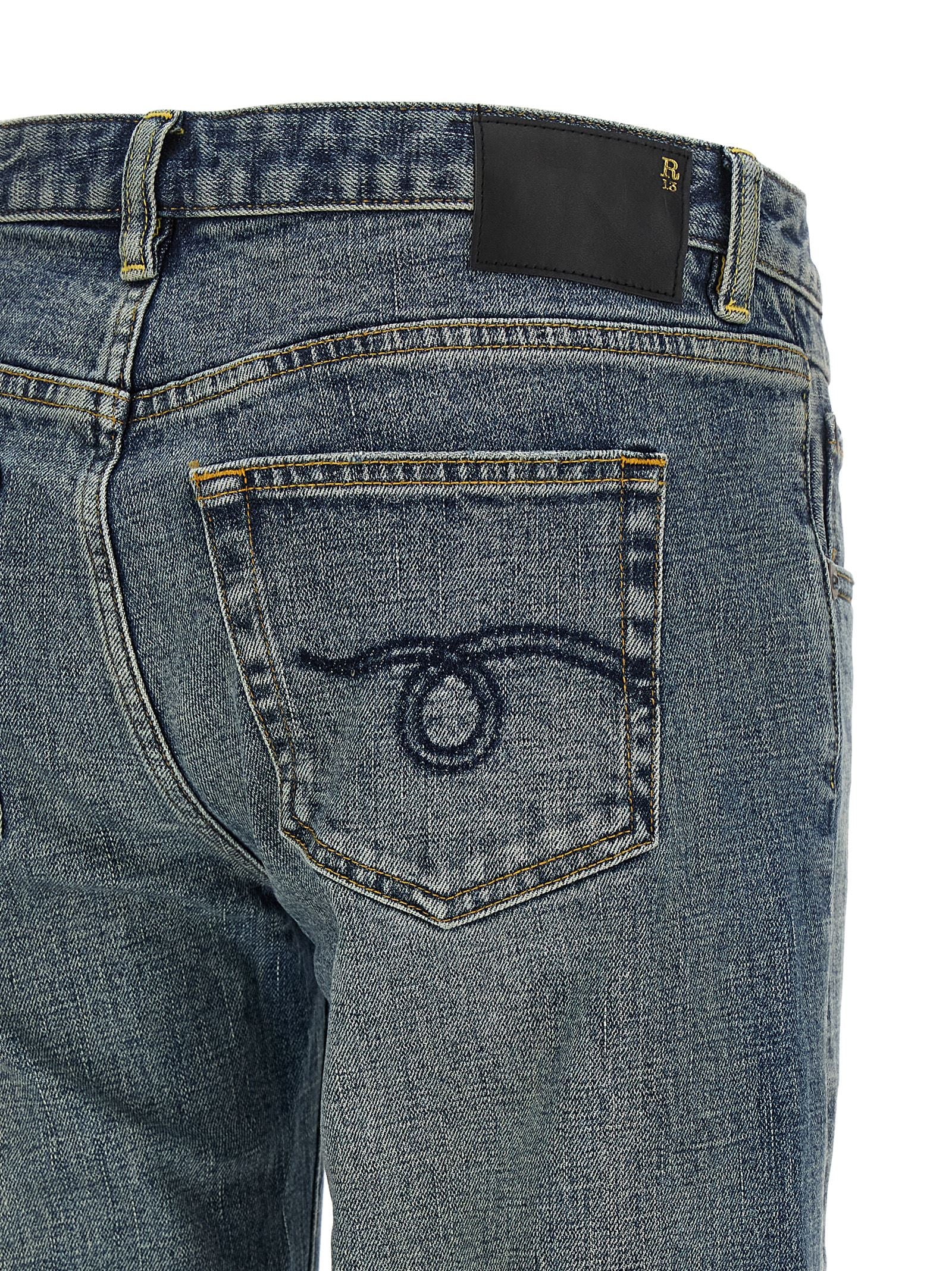 R13 Blaue Baumwoll-Jeans mit ausgestelltem Bein