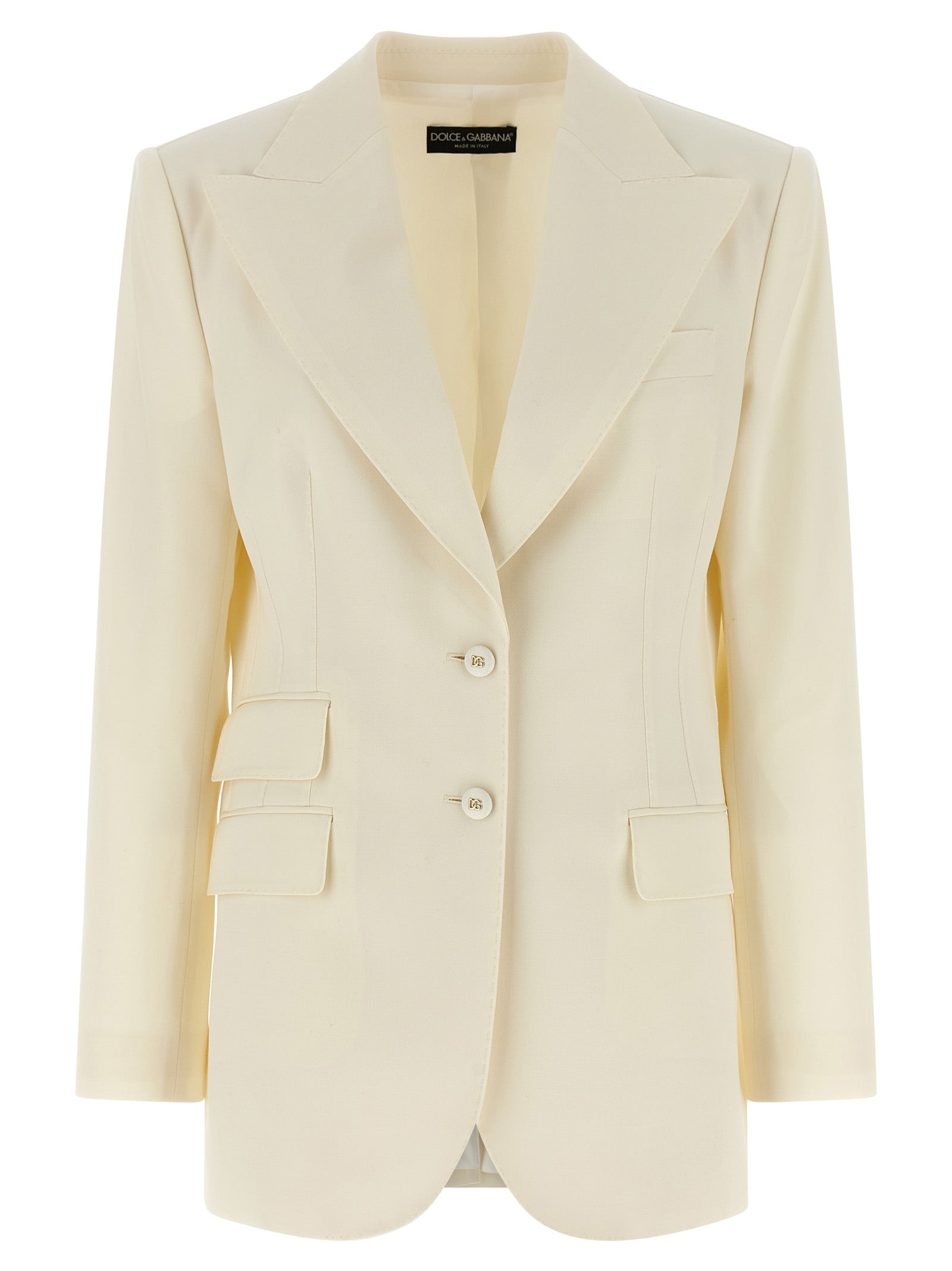 Dolce & Gabbana Weißer Blazer aus reiner Schurwolle
