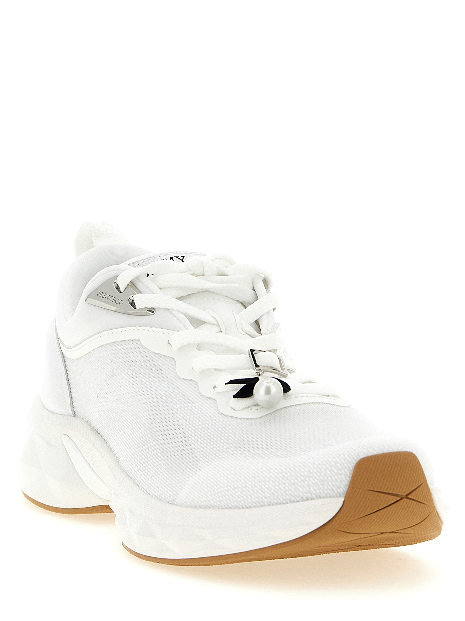 Jimmy Choo Weiße Tencel Sportschuhe