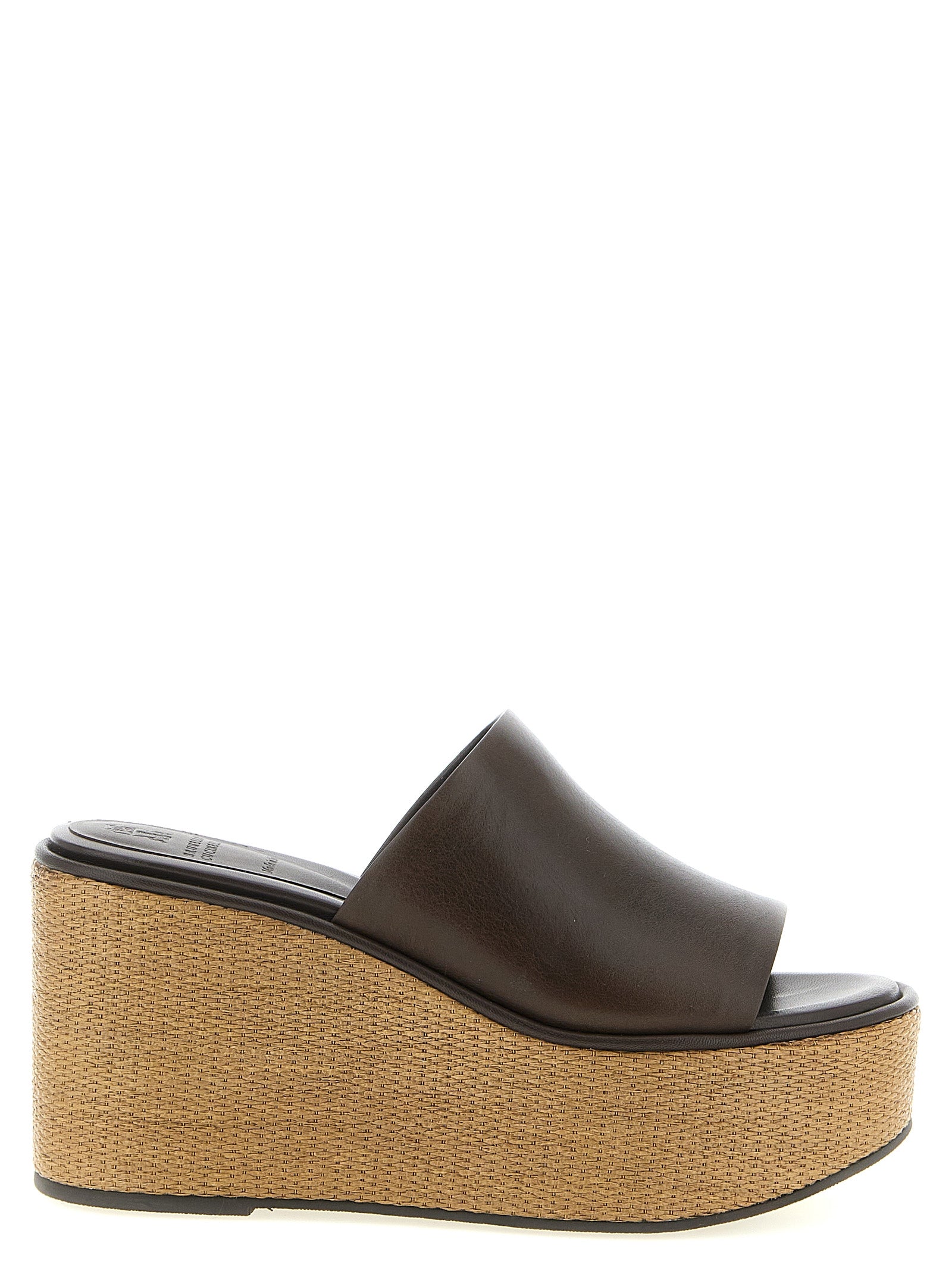 Brunello Cucinelli Keilsandalen aus braunem Kalbsleder