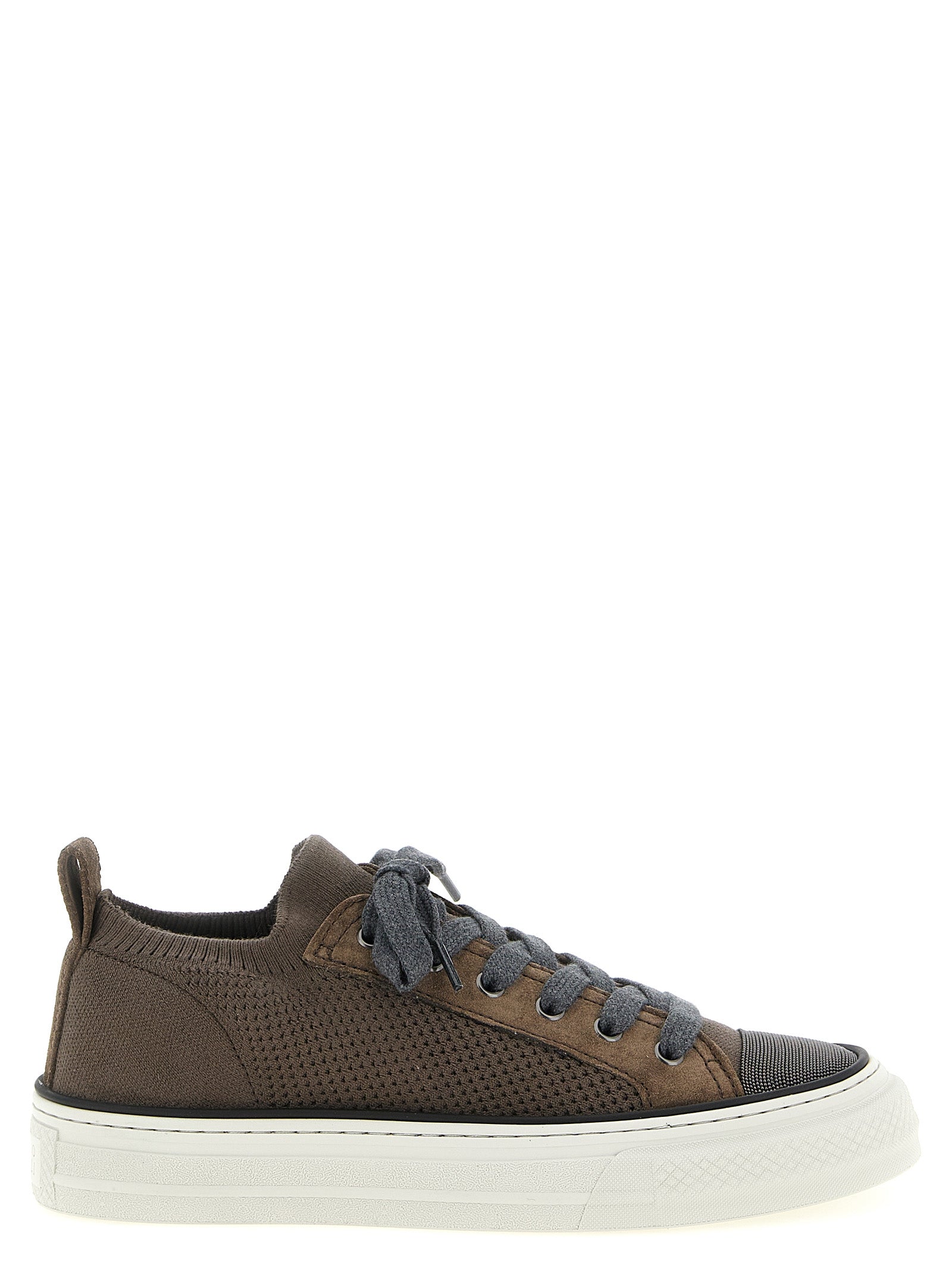 Brunello Cucinelli Braune Low-Top-Sneaker aus Baumwolle