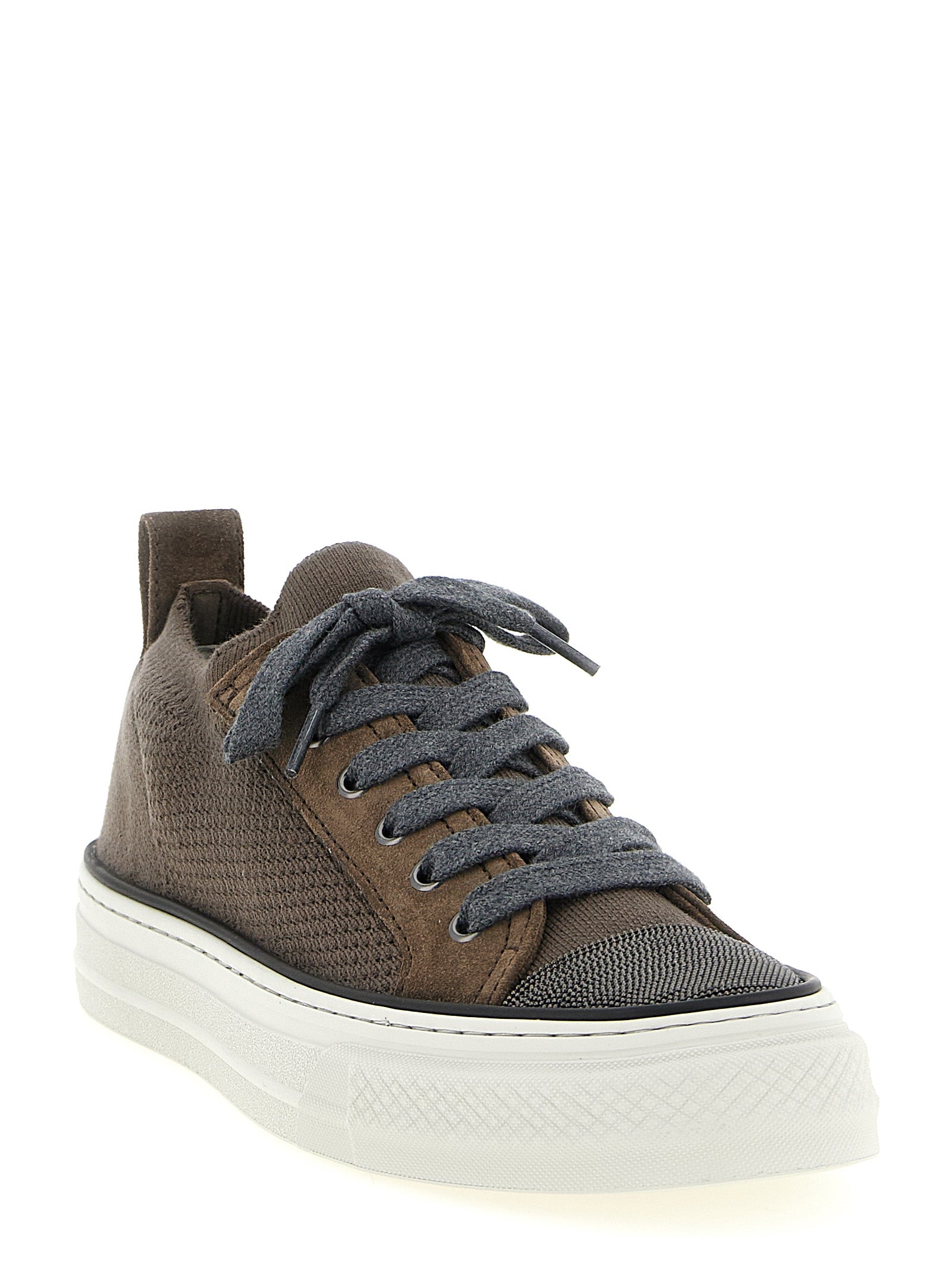 Brunello Cucinelli Braune Low-Top-Sneaker aus Baumwolle