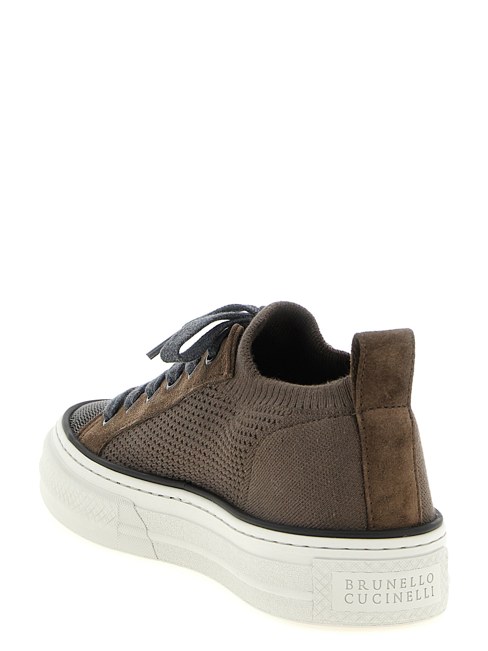 Brunello Cucinelli Braune Low-Top-Sneaker aus Baumwolle
