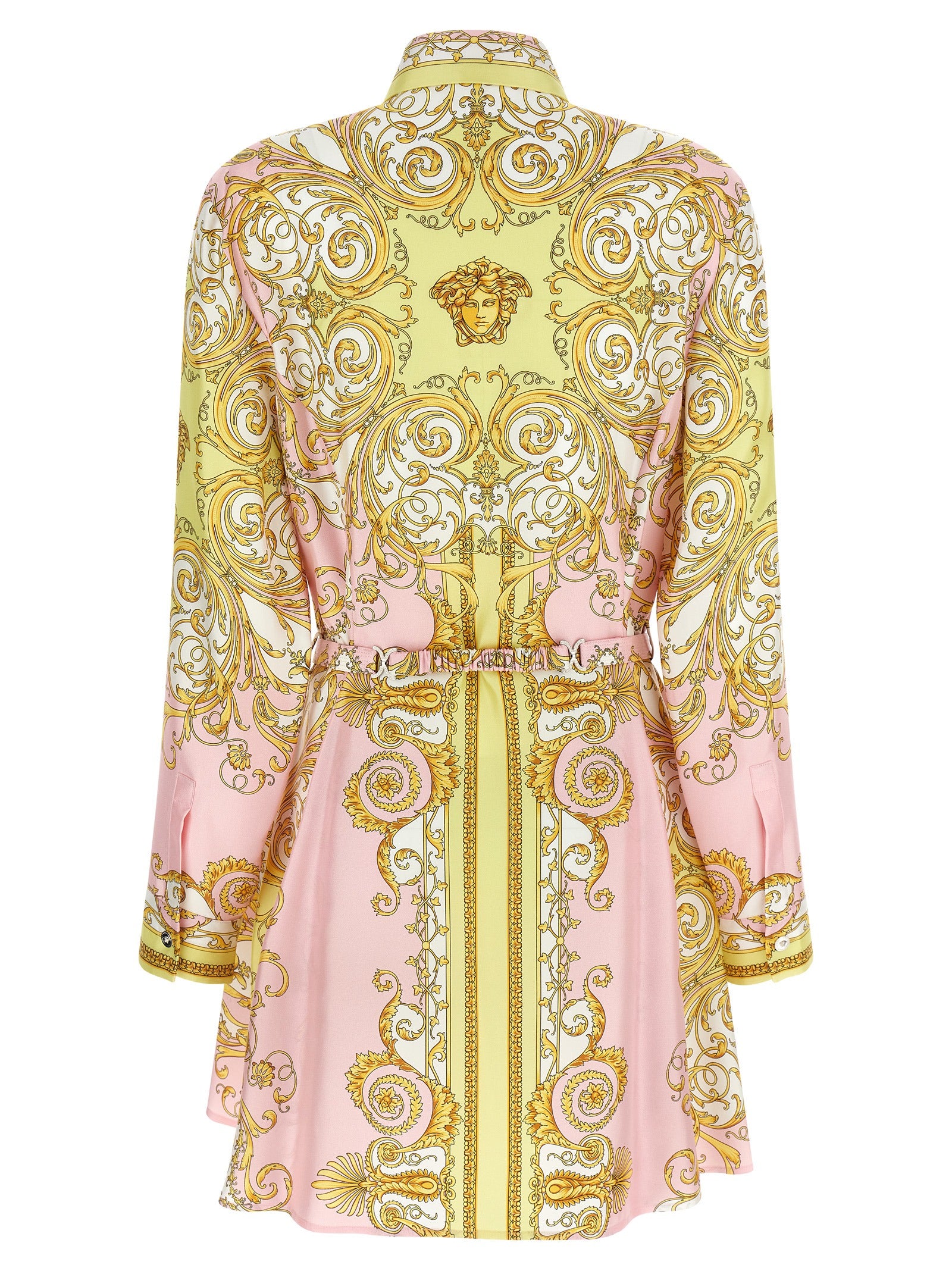 Versace Kurzes Seidenkleid in Multicolor