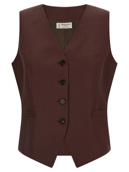 Alberto Biani Brauner ärmelloser Blazer aus Viskose