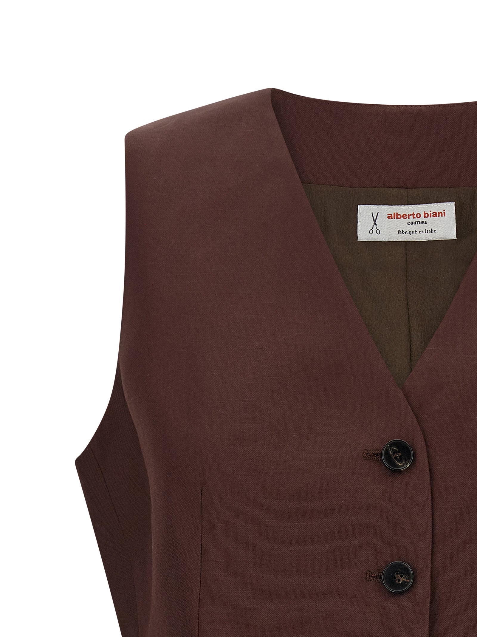 Alberto Biani Brauner ärmelloser Blazer aus Viskose