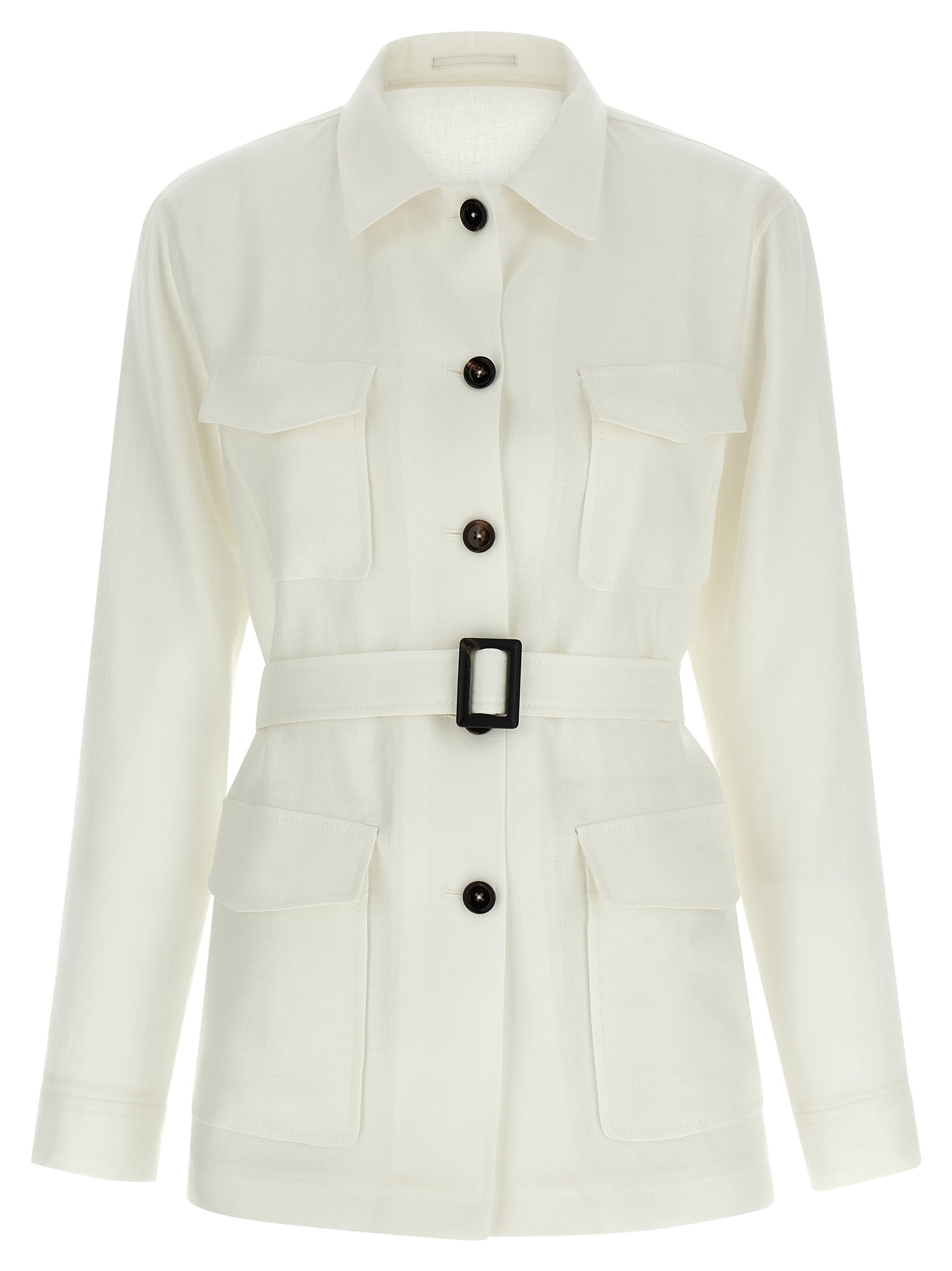 Tagliatore Weiße Leinen-Shell-Jacke