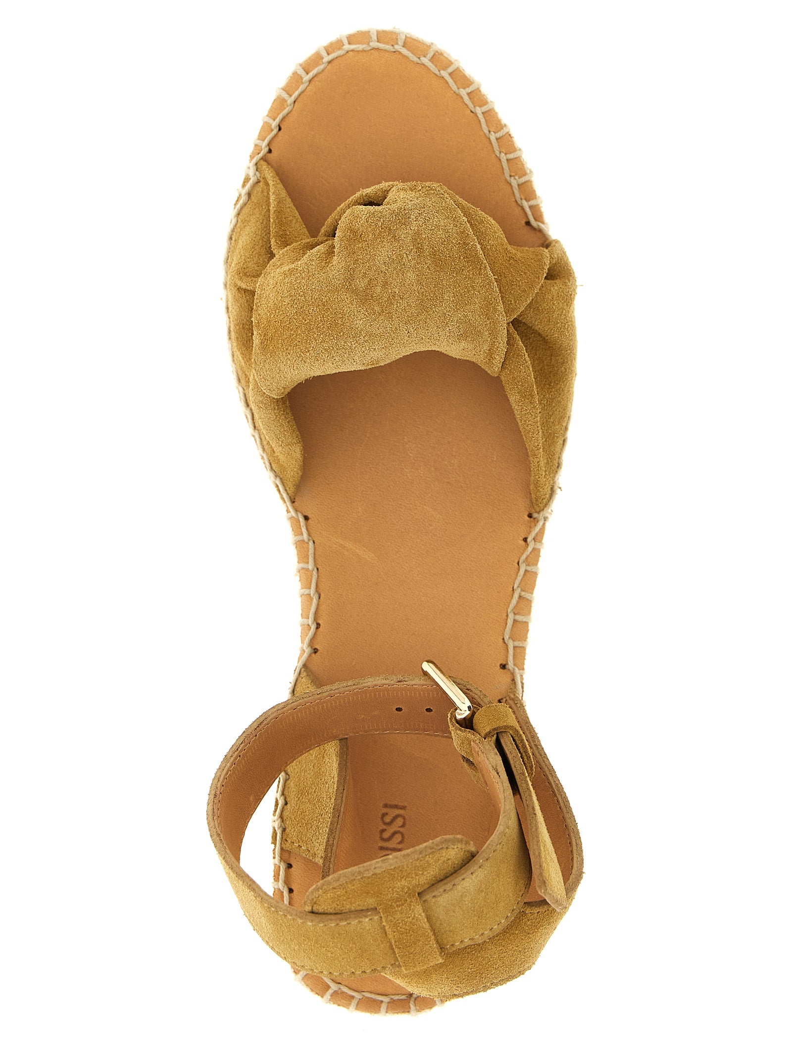 ODISSI Keilabsatz-Sandalen aus beigem Kalbsleder