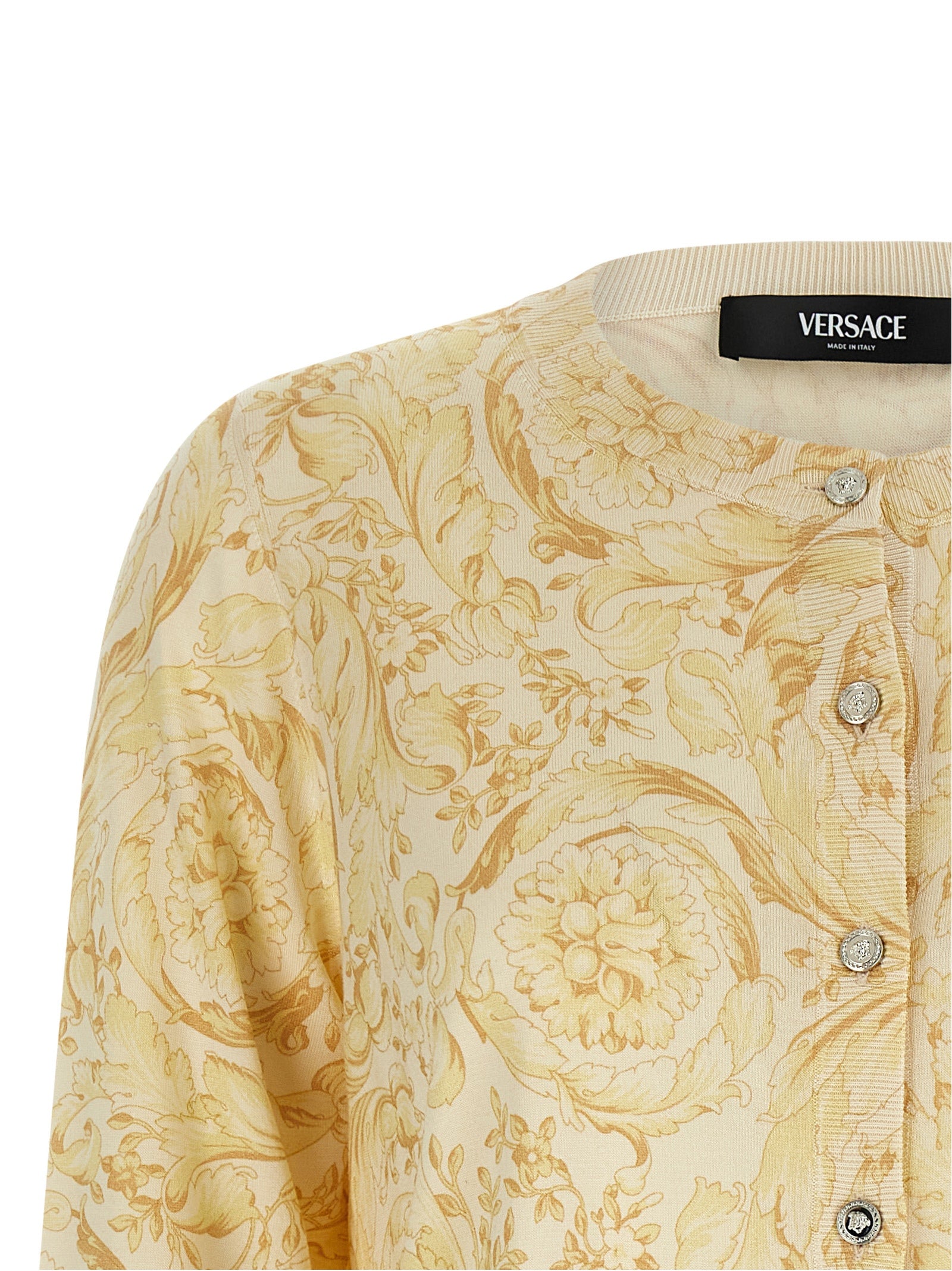 Versace Zweifarbige Seidenstrickjacke