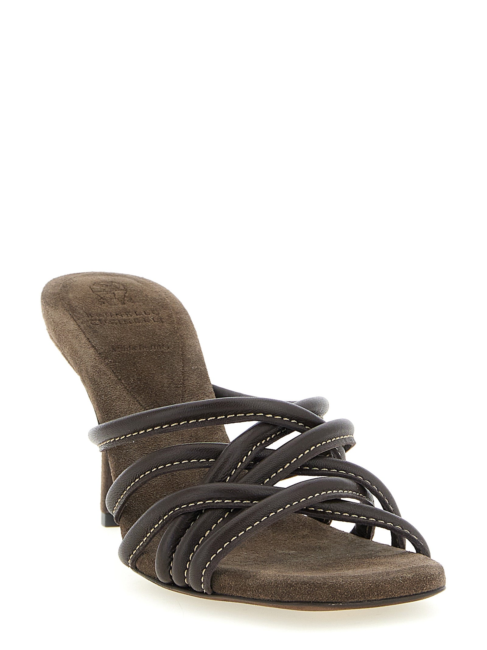 Brunello Cucinelli Braune Ledersandalen mit Stilettoabsatz
