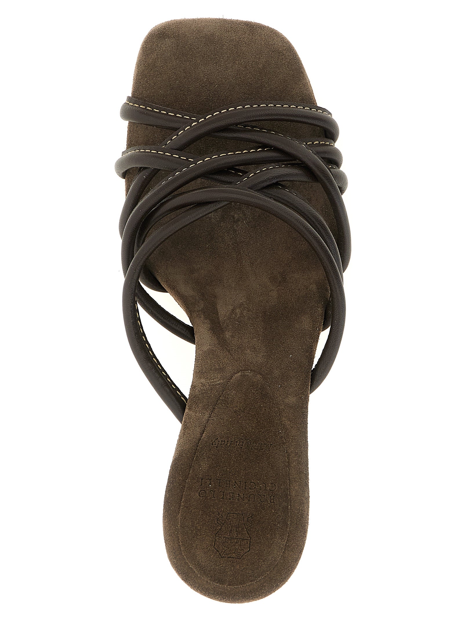 Brunello Cucinelli Braune Ledersandalen mit Stilettoabsatz