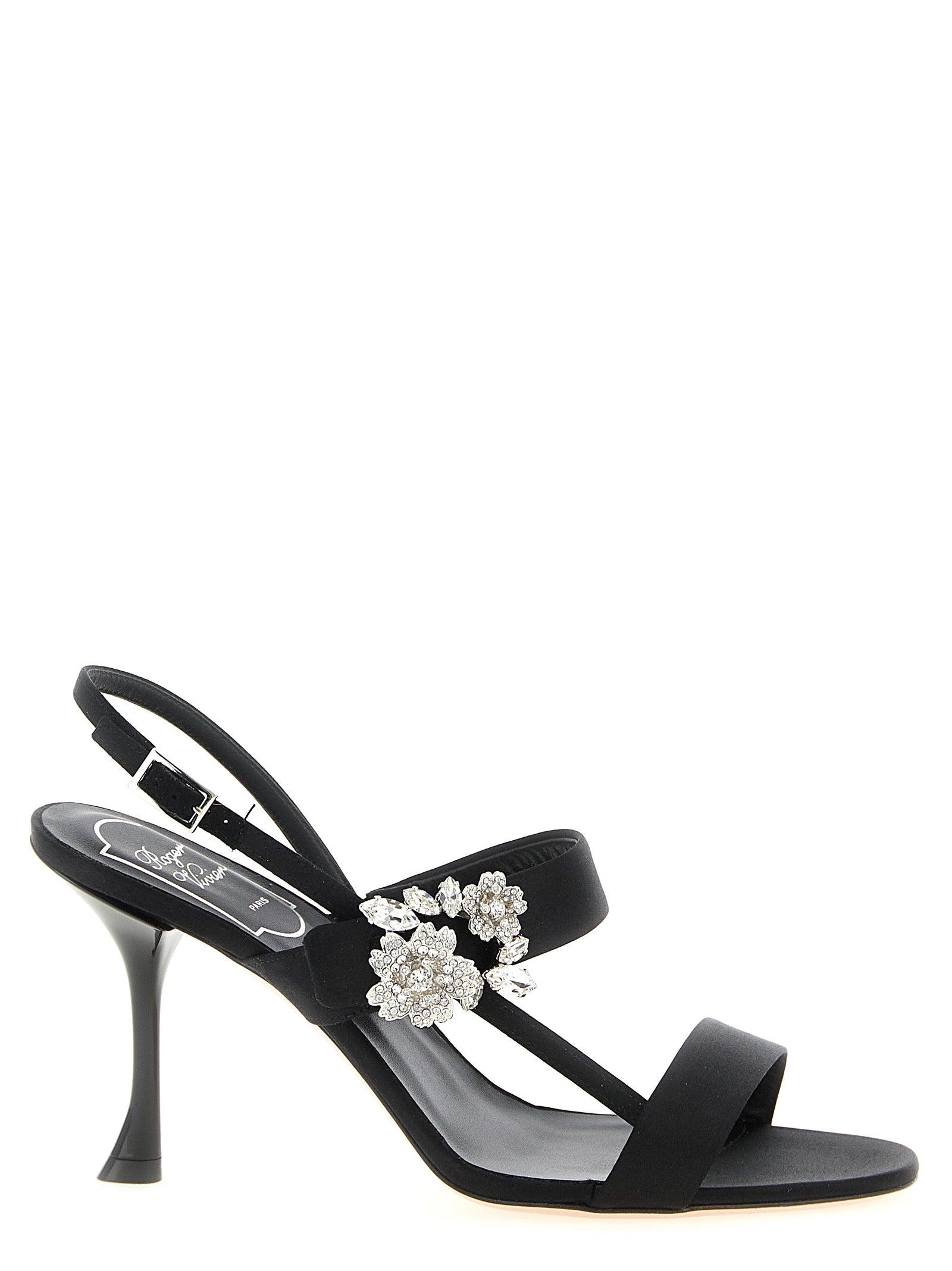 Roger Vivier Schwarze Sandalen mit Stilettoabsatz aus Viskose