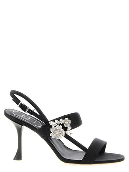 Roger Vivier Schwarze Sandalen mit Stilettoabsatz aus Viskose