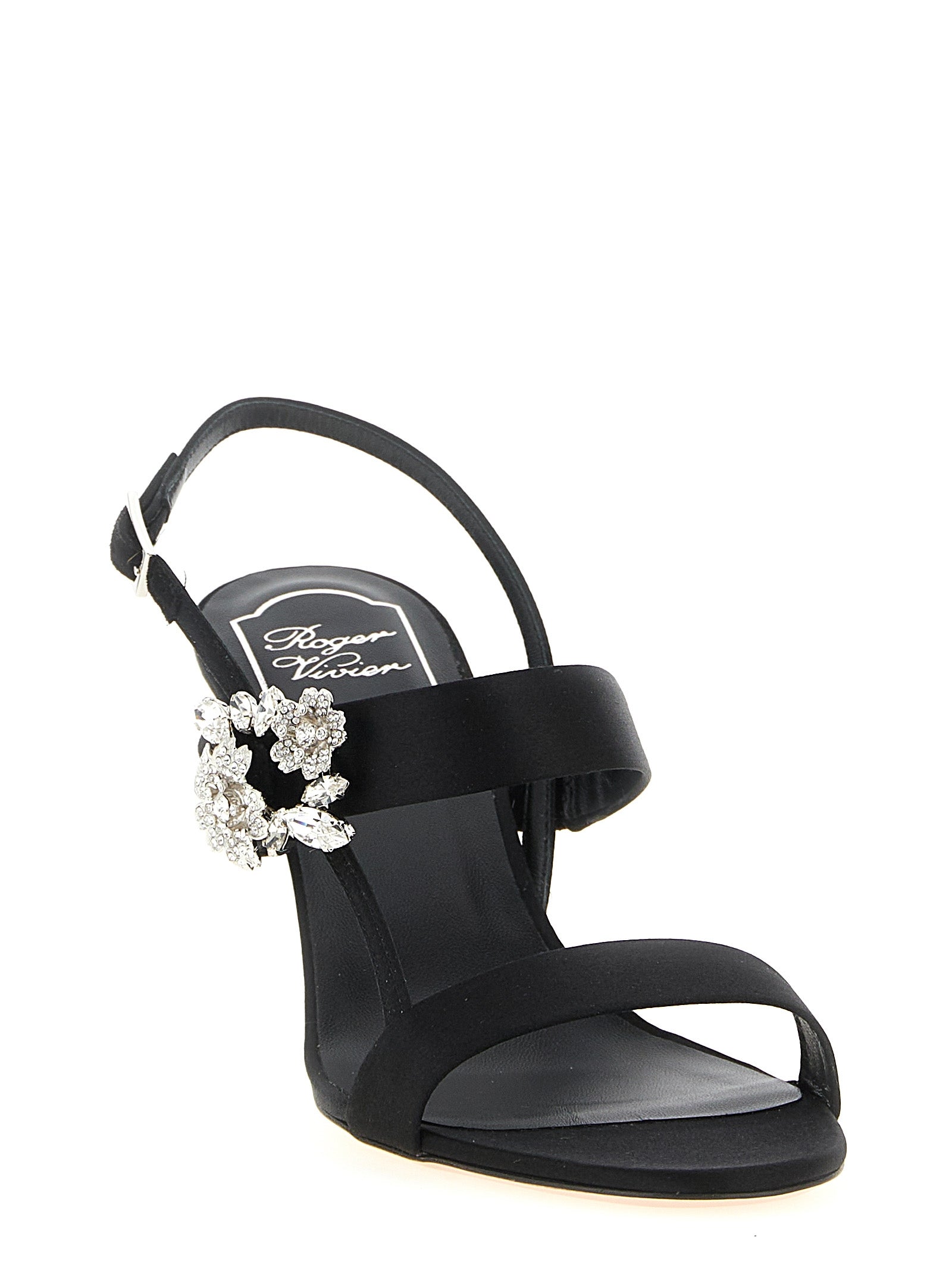 Roger Vivier Schwarze Sandalen mit Stilettoabsatz aus Viskose
