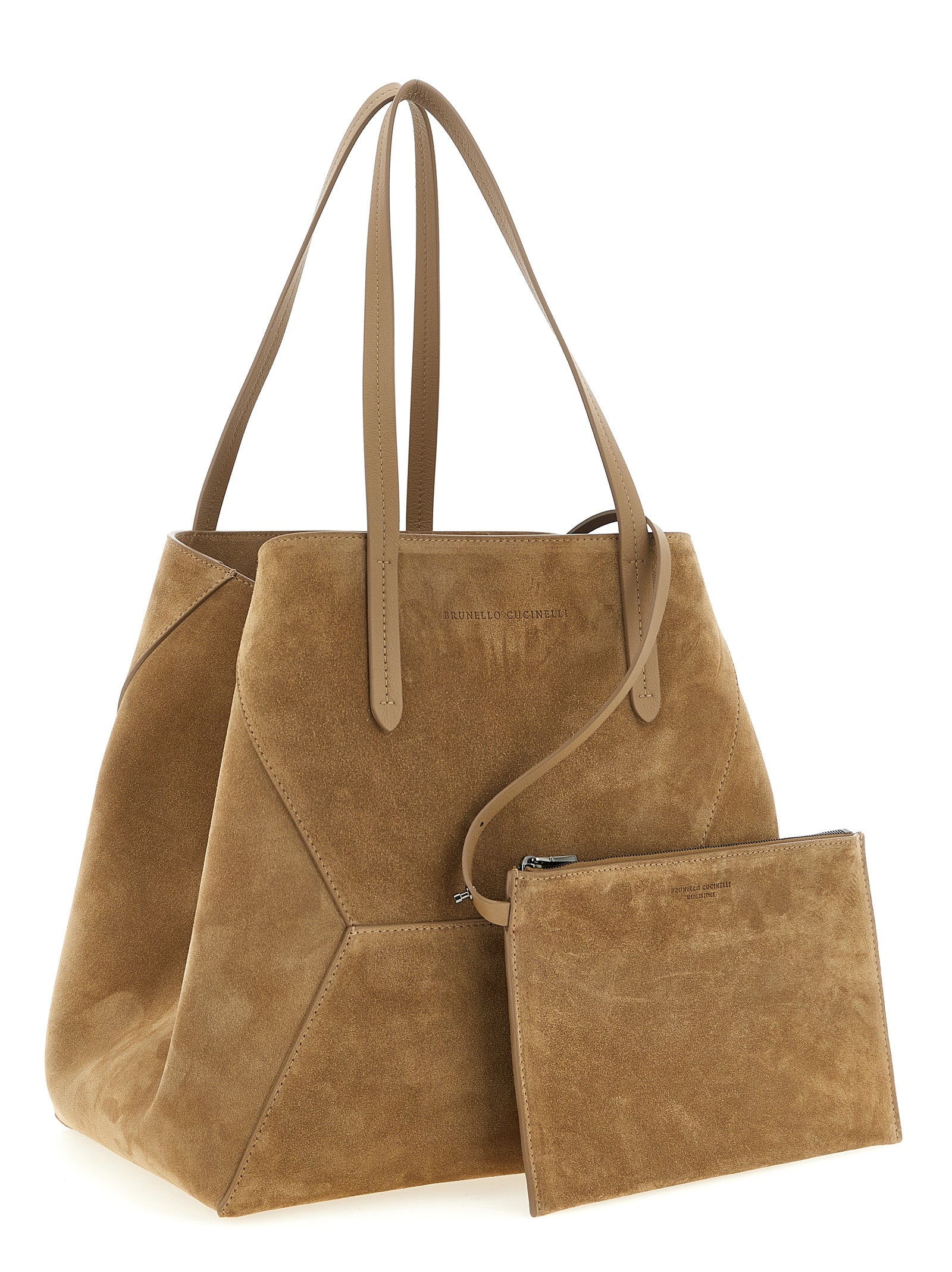 Brunello Cucinelli Braunes Kalbsleder Damen Crossbody Tasche