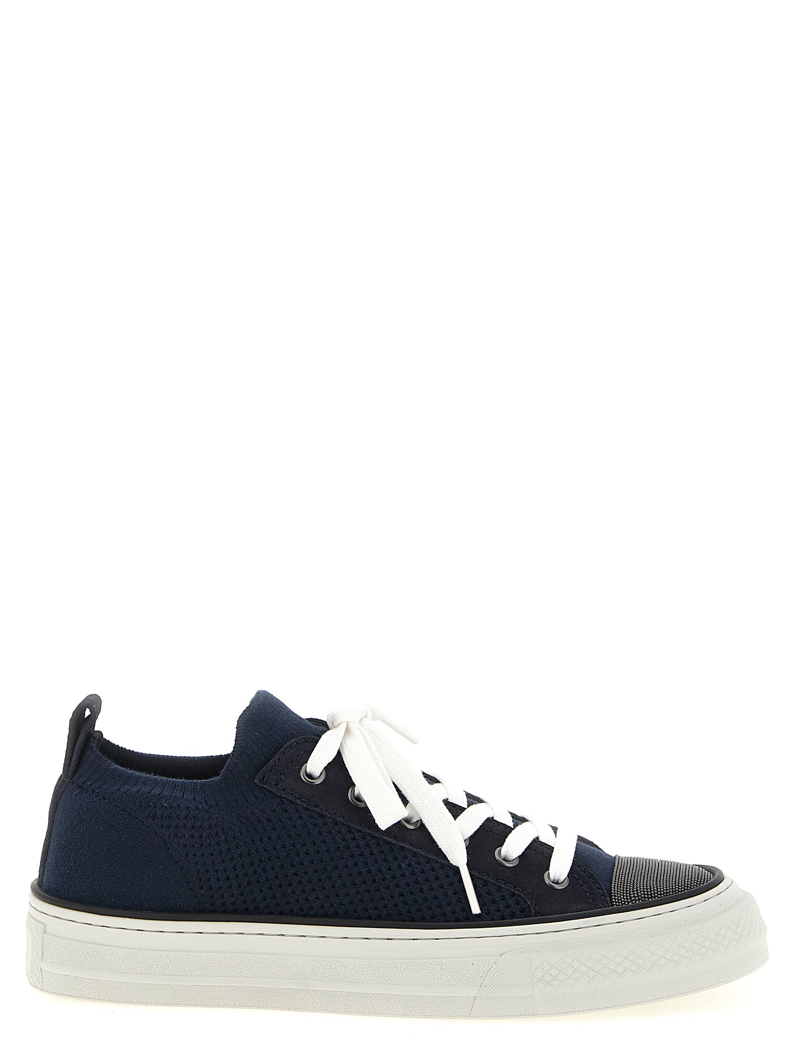 Brunello Cucinelli Blaue Low-Top-Sneaker aus Baumwolle