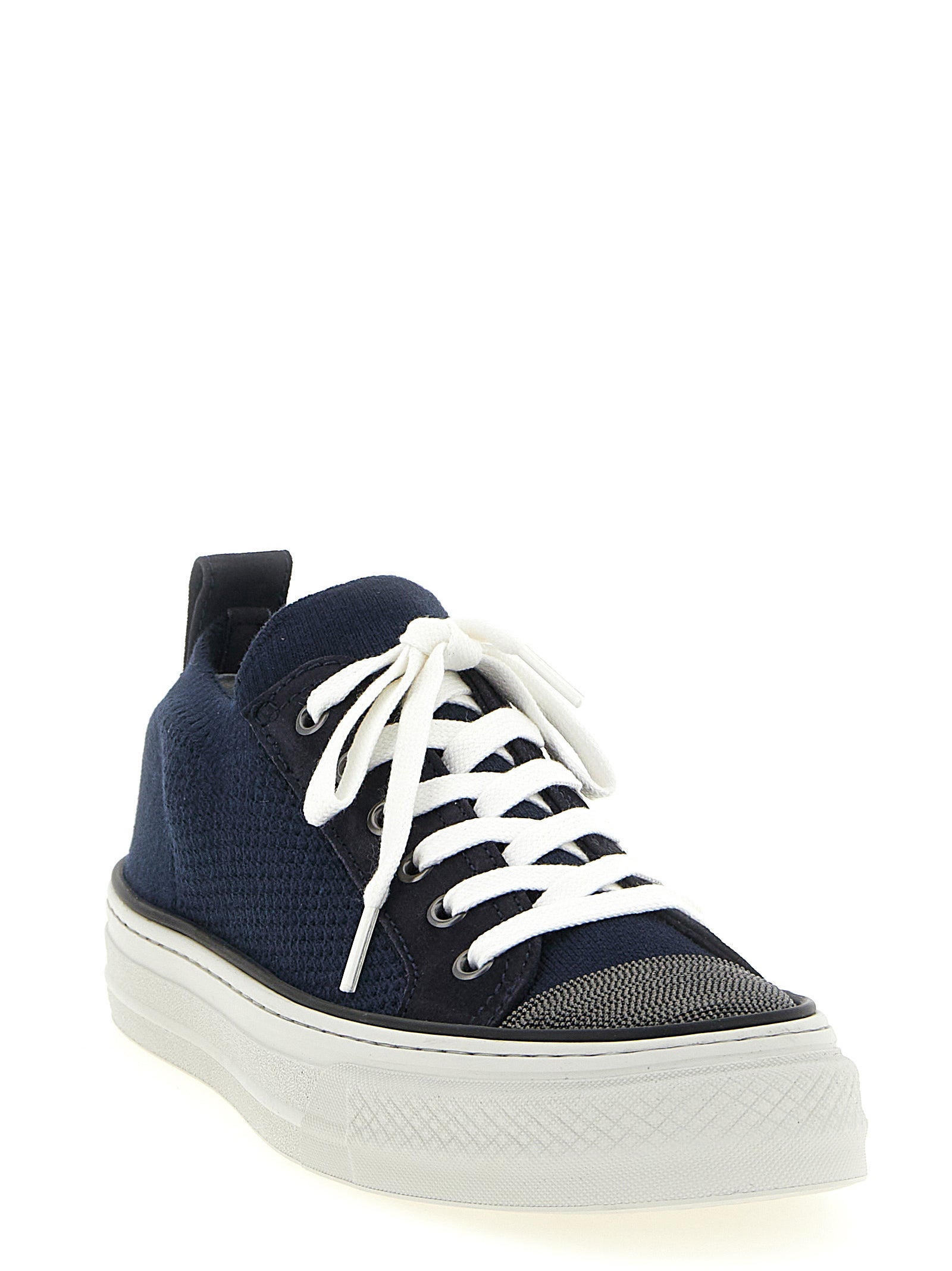 Brunello Cucinelli Blaue Low-Top-Sneaker aus Baumwolle